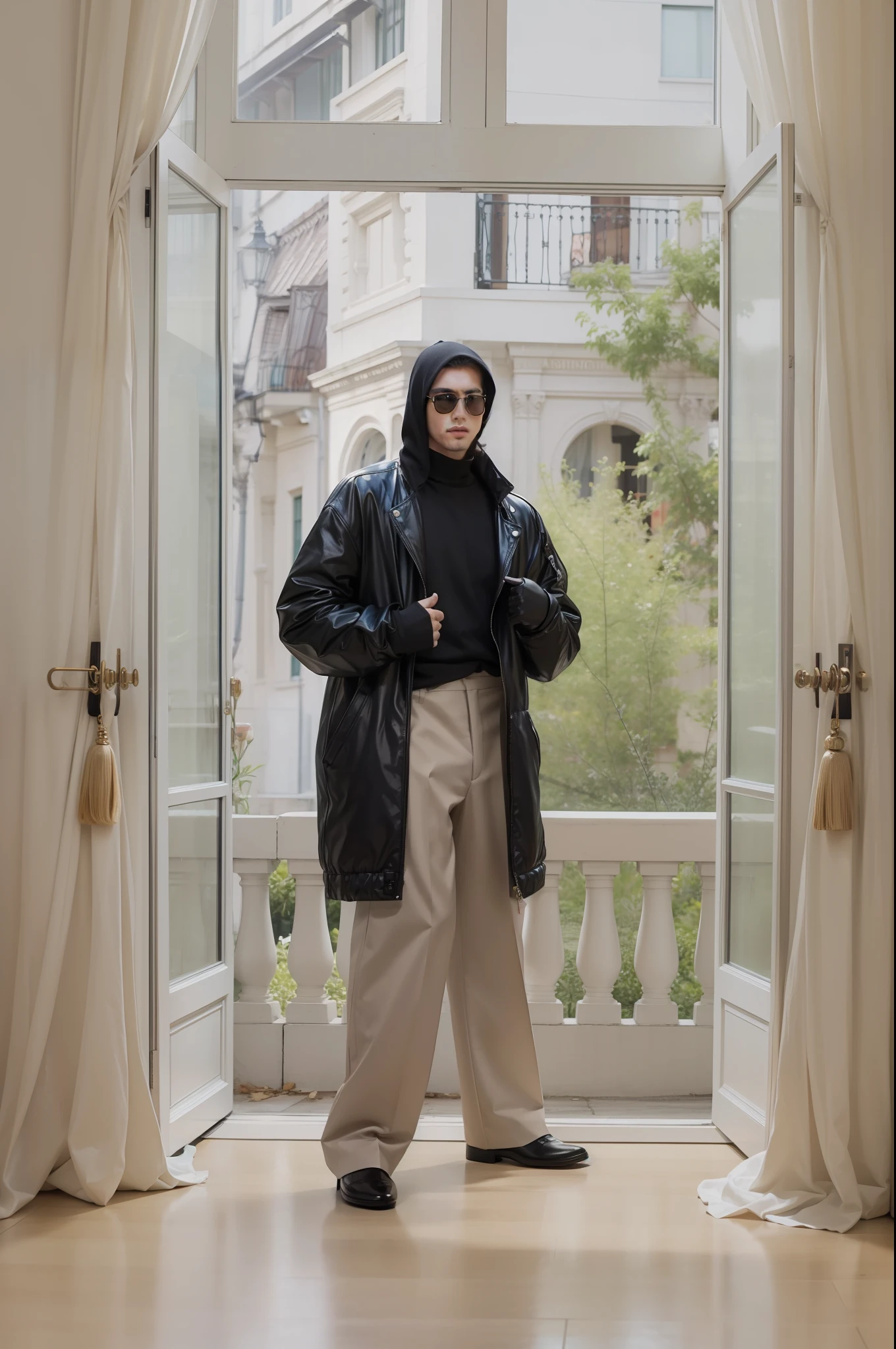 Handsome male style wearing Balenciaga clothing