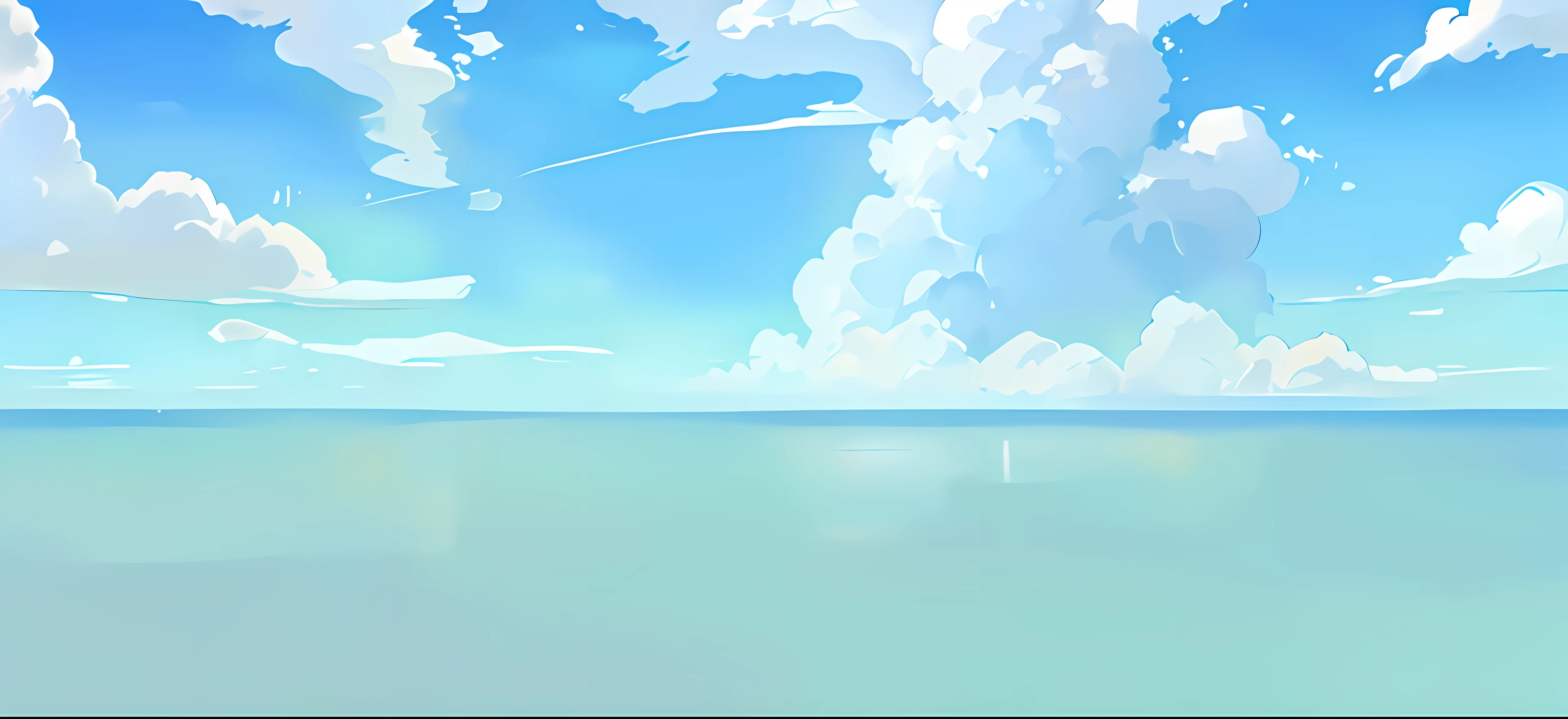There is a picture of the sea with the sky as the background, sky and ocean background, luminous sky heaven background,Clouds spread out from the middle,clear summer sky background, in style of ghibli,16k,hyper HD