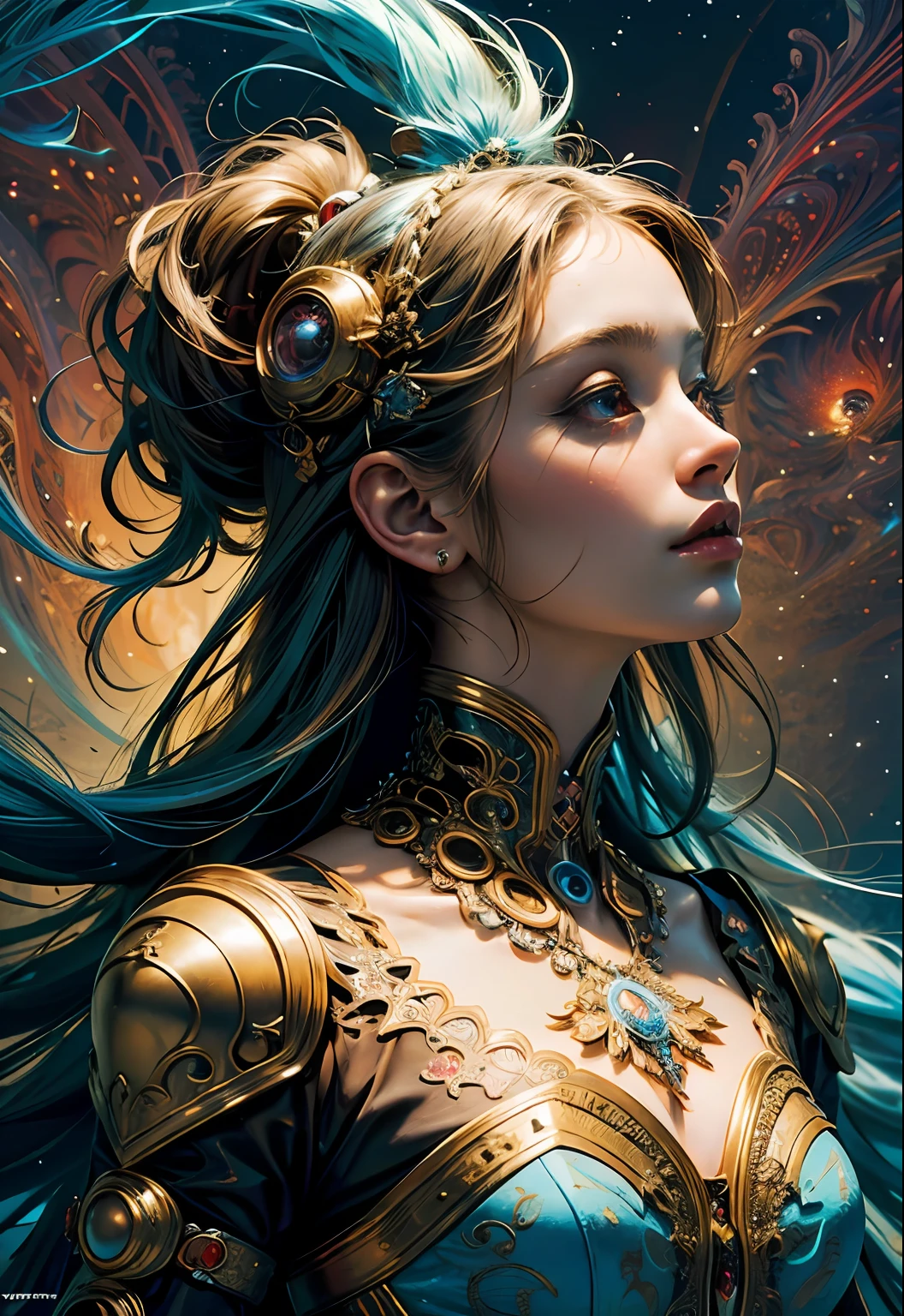 (masterpiece, top quality, best quality, official art, beautiful and aesthetic:1.2), (1girl), extreme detailed,(fractal art:1.3),colorful,highest detailed