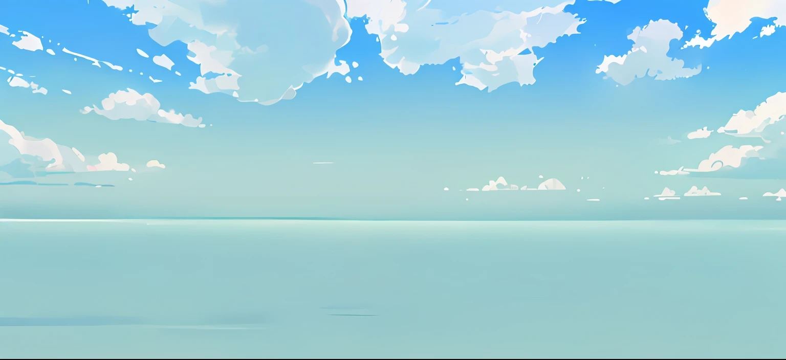 There is a picture of the sea with the sky as the background, sky and ocean background, luminous sky heaven background,The clouds spread out from the middle,clear summer sky background, in style of ghibli,16k,hyper HD