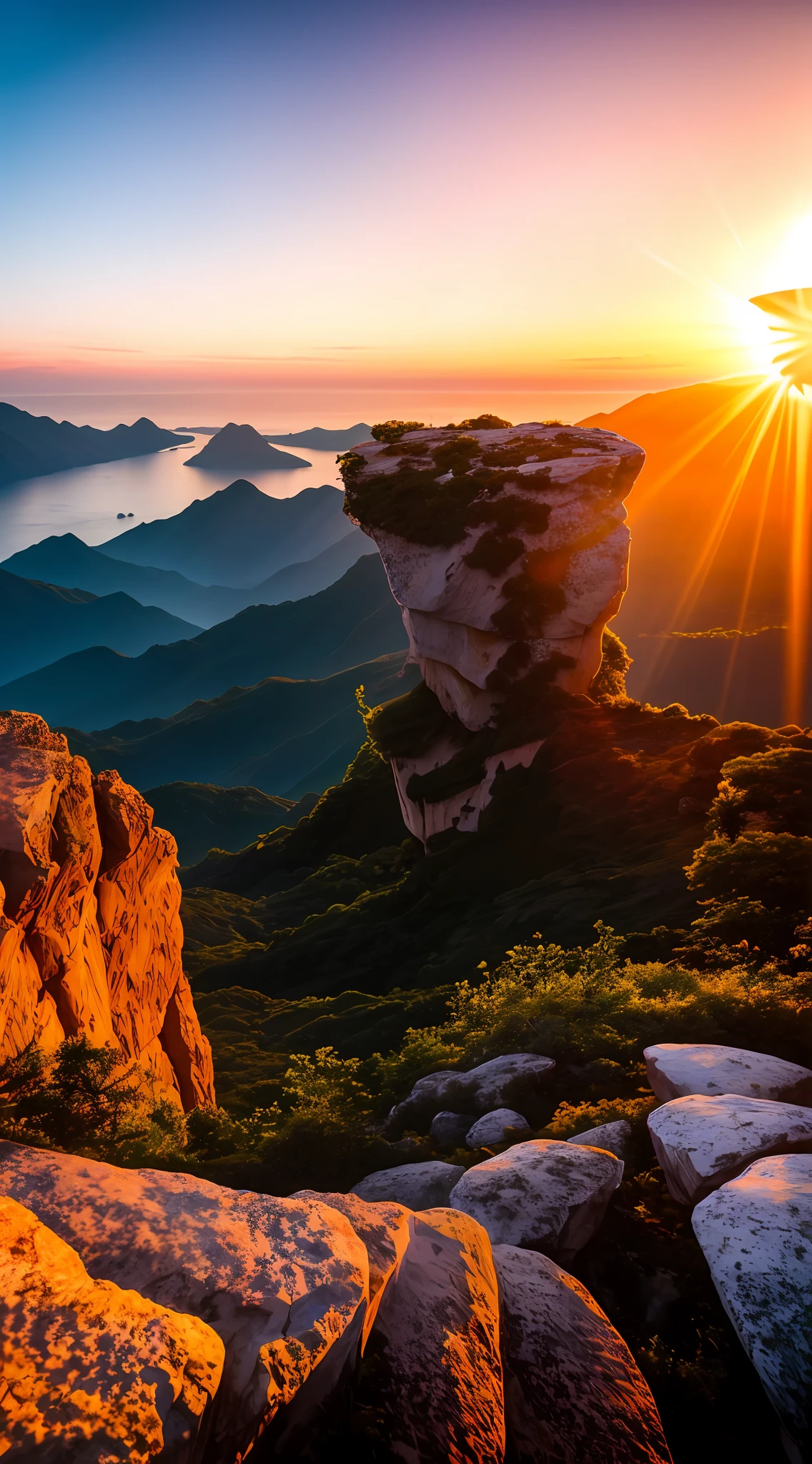 Sunset, evening glow, distant view, realistic, rich colors, gorgeous and colorful, wide-angle lens, shooting in the evening, positive film, naturalistic style, high-definition filming.