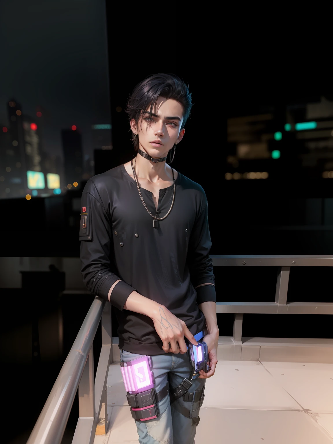 Change background cyberpunk handsome boy Hd Reall face