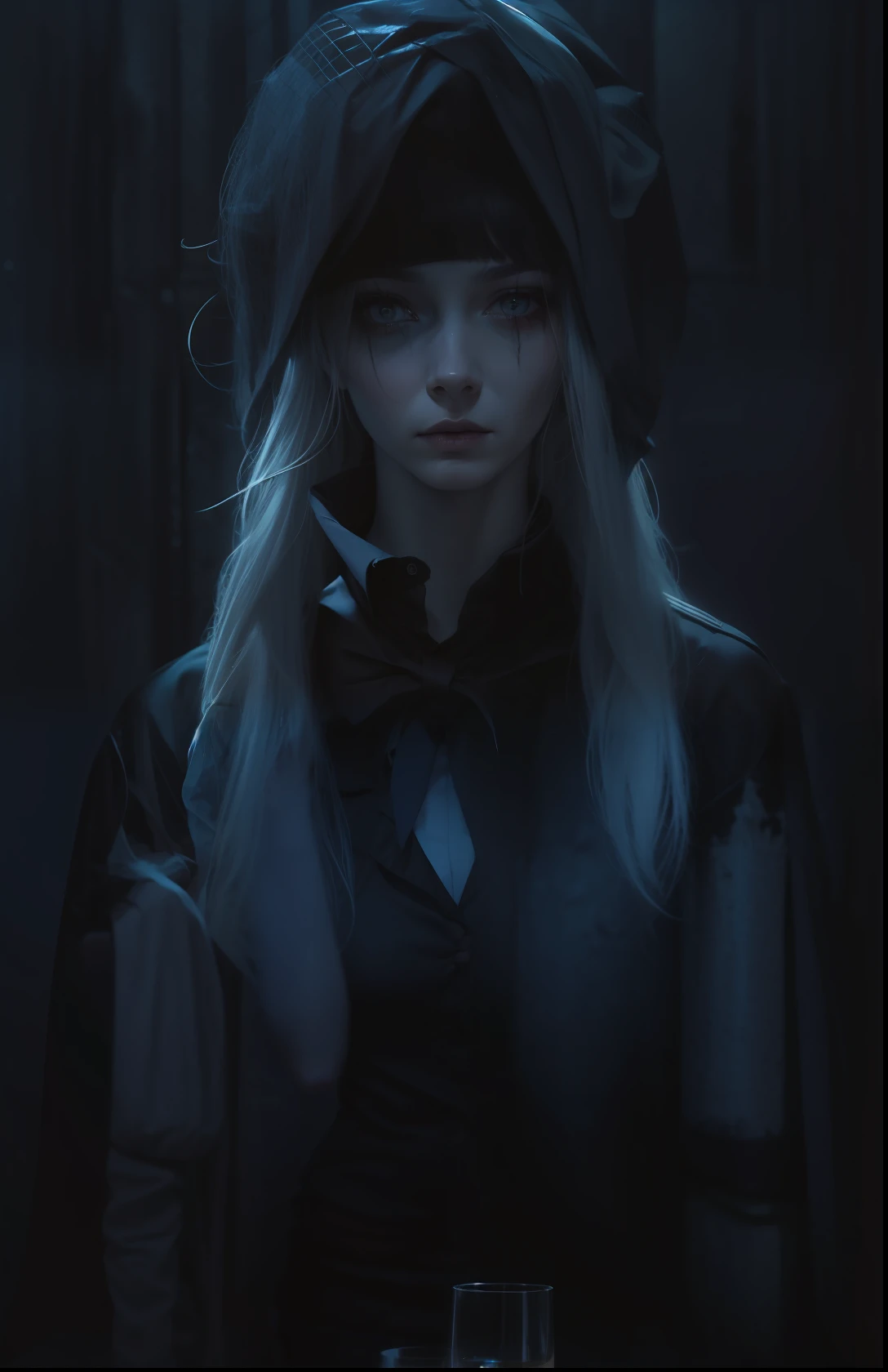 Woman with horror theme and dark light