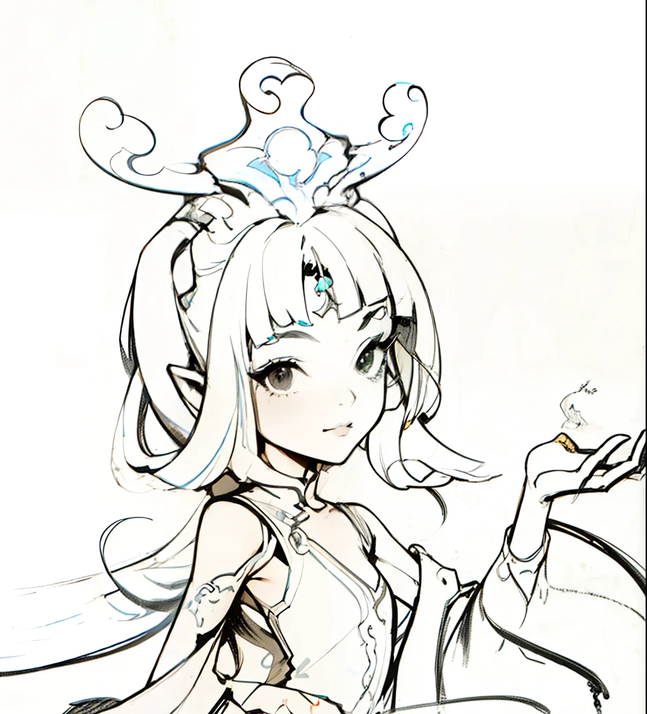 (tmasterpiece,best qualtiy,A high resolution),Extremely detailed face,Perfect litthing,(perfect hand,perfect anatomia),Line sketch, concept piece, Rough sketch, concept art sketch, loose pencil sketch, concept sketches, old sketch, spirit fantasy concept art, Character design sketch, inspired by Glen Keane, inspired by Li Mei-shu, concept art magical highlight, sketch illustratio, water ink,China-style,gracefulness,Exaggeration