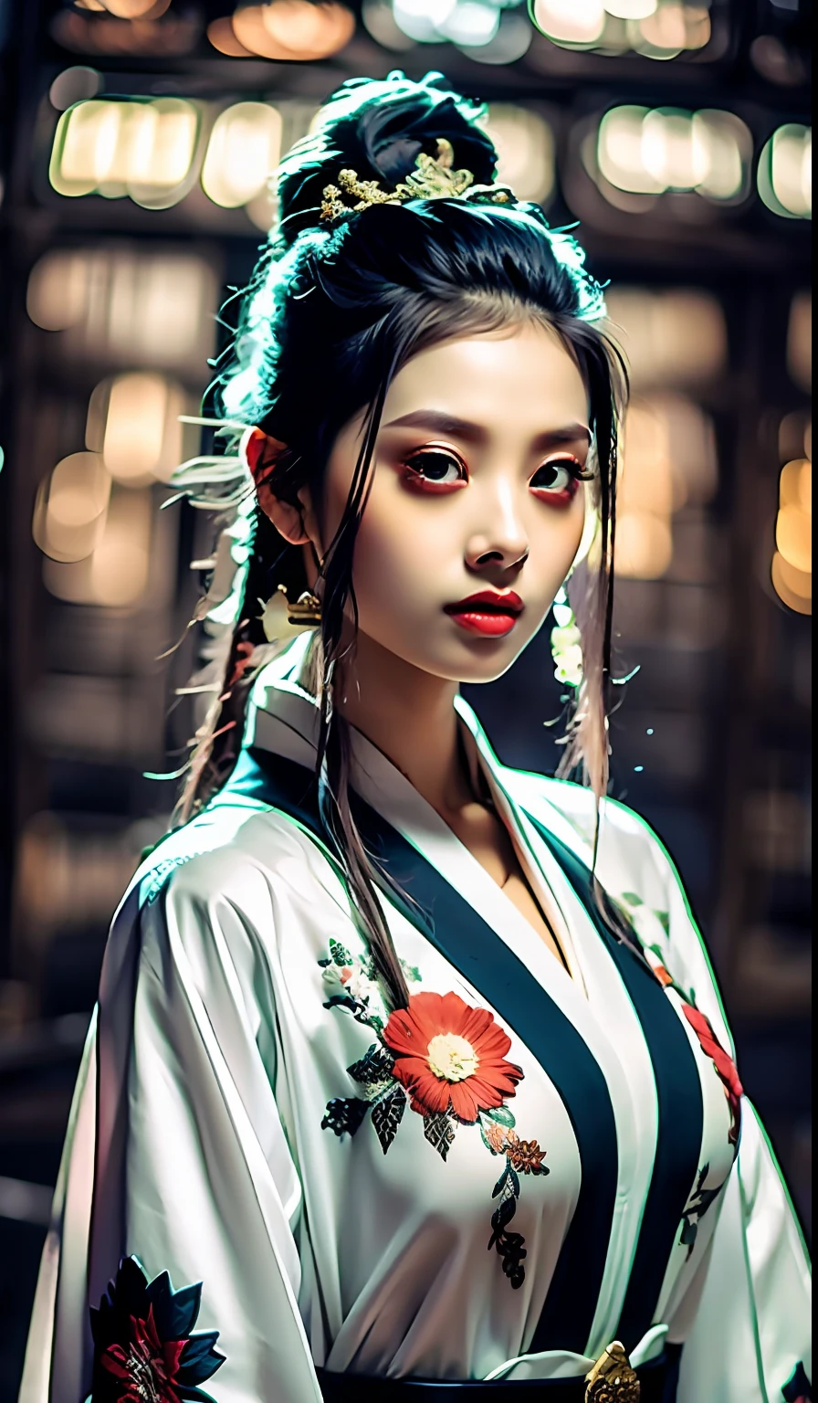 best quality, masterpiece, highres, wuxia 1girl, china dress, super Beautiful face, super beautiful eye, super beautiful hair, big breast:1.5