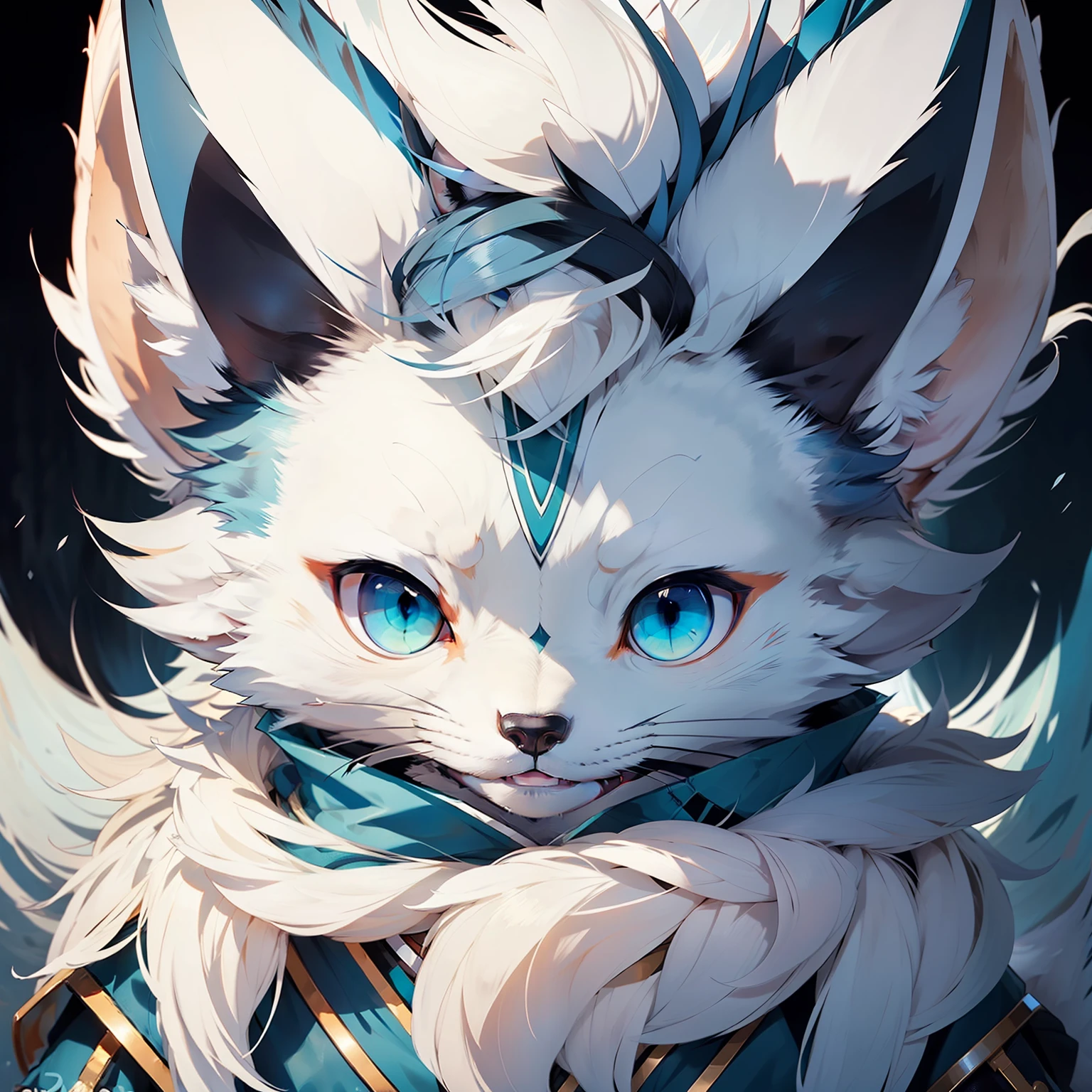 (tmasterpiece)High detail RAW,Male Arctic fox,blue color eyes,sharp looking eyes,Fluffy tail