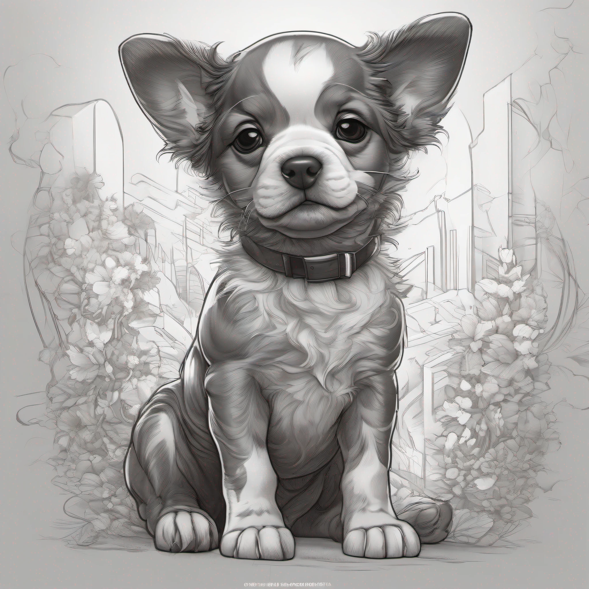 a drawing of a realistic full body happy puppy, beautiful line art, intricate manga drawing, detailed portrait of puppy, hyper detailed manga drawing, detailed manga style, an illustration that pays tribute to the iconic styles of Artgerm, Aleksi Briclot, and Charlie Bowater, created in a digital doodle line art style, with ink drawing vector crisp lines, the ultra clean and bold lines found in cutest cartoon styles on [Michael Whelan] with a low level of detail to give it a sharp and clean appearance. The manga style is bold and crisp line inspired, full body, hyper detailed line art, intricate cgi style, insanely detailed linework, intricate lineart, detailed 4 k drawing, extremely detailed linework, high detailed official artwork, ((( ultra detailed full body))), (((ultra detailed face))), ((((ultra detailed full body)))