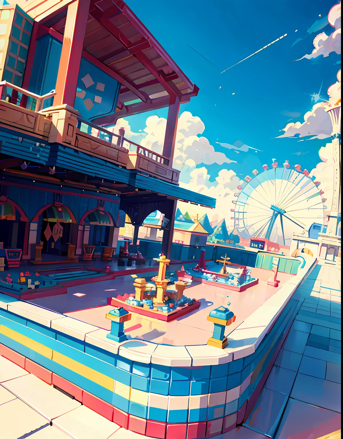 Lego style, amusement park scene, rich color matching, blind box style, toy model, voxel, very detailed, super high resolution, 8K UHD --v 6