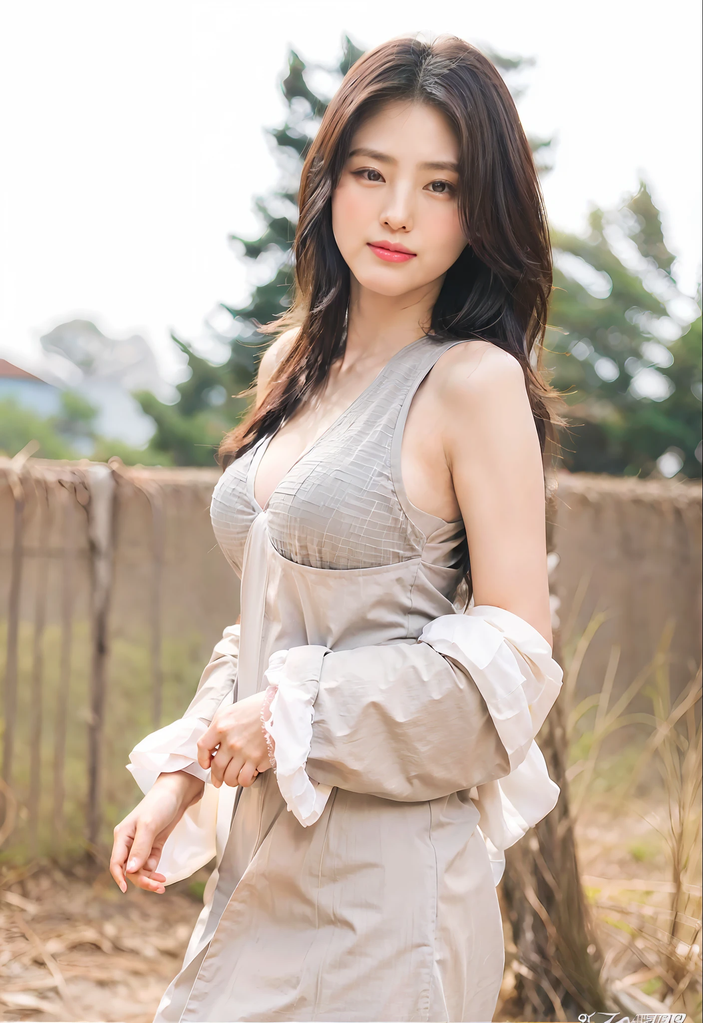 ( (8K:1.27), Best quality at best, tmasterpiece, 超高分辨率:1.2) photore,Beautiful Chinese woman (big breasts beautiful:1.1) (The clothes ar:1.21) ,ellegance、fanciful、the detail、geomerty、Gradient lighting,1girll, Delicate skin, looking at viewert, Brown eyes,ssmile ,(fashion hair:1.2), (Large breasts:1.0), (medium areolae:0.8), (realisticlying:1.4), (Best picture quality:1.0), (超高分辨率:1.0), 8K, RAW photos, (tmasterpiece:0.2), (PureErosFace_V1:0.5)