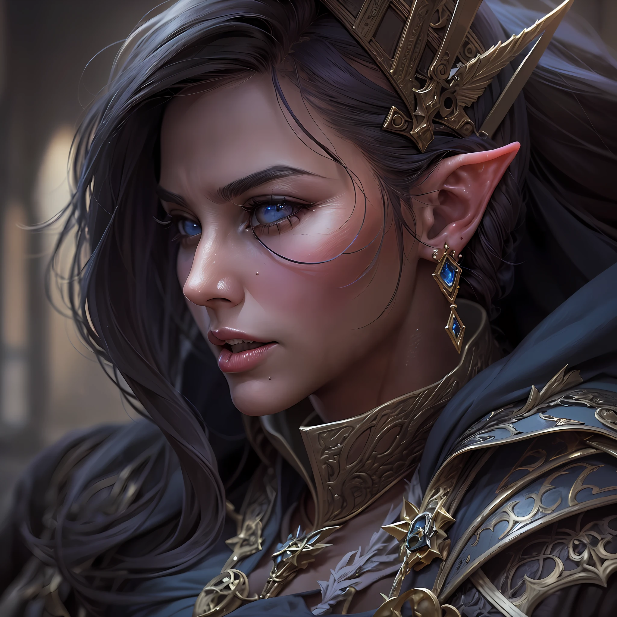 a picture of a female elf (intense details, Masterpiece, best quality: 1.5) fantasy swashbuckler, fantasy fencer, armed with a slim sword, shinning sword, metallic shine, colorful clothes, an ultra wide shot, full body (intense details, Masterpiece, best quality: 1.5)epic beautiful female elf (intense details, Masterpiece, best quality: 1.5), rich hair, braided hair, small pointed ears, fantasy urban street (intense details, Masterpiece, best quality: 1.5),  purple cloak  (intense details, Masterpiece, best quality: 1.5), long cloak (intense details, Masterpiece, best quality: 1.5), elven leather armor  (intense details, Masterpiece, best quality: 1.5) sense of daring, sense of adventure,  high details, best quality, 8k, [ultra detailed], masterpiece, best quality, (extremely detailed), dynamic angle, ultra wide shot, photorealistic, RAW, fantasy art, dnd art,fantasy art, realistic art,