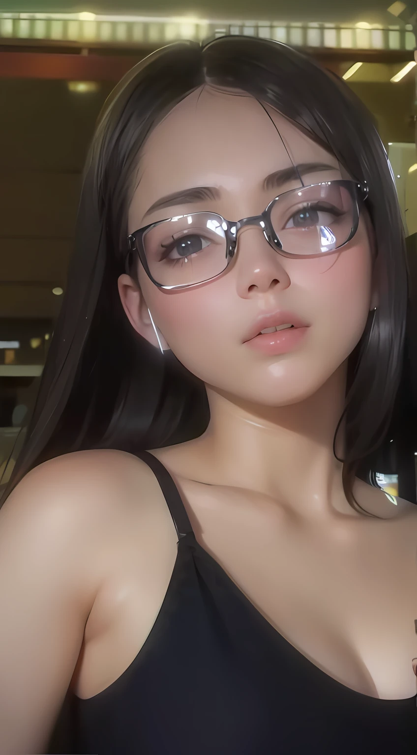 An English teenage girl,Extremely delicate face,eye glass,Bluetooth headset。