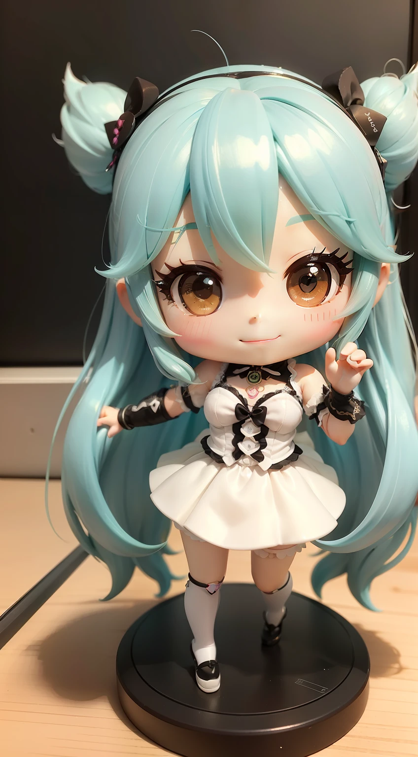 a beauty girl、Soio、super precision、accuracy、nendoroid、Chibi、miku hatsune、kawaii、Take a pose、A smile