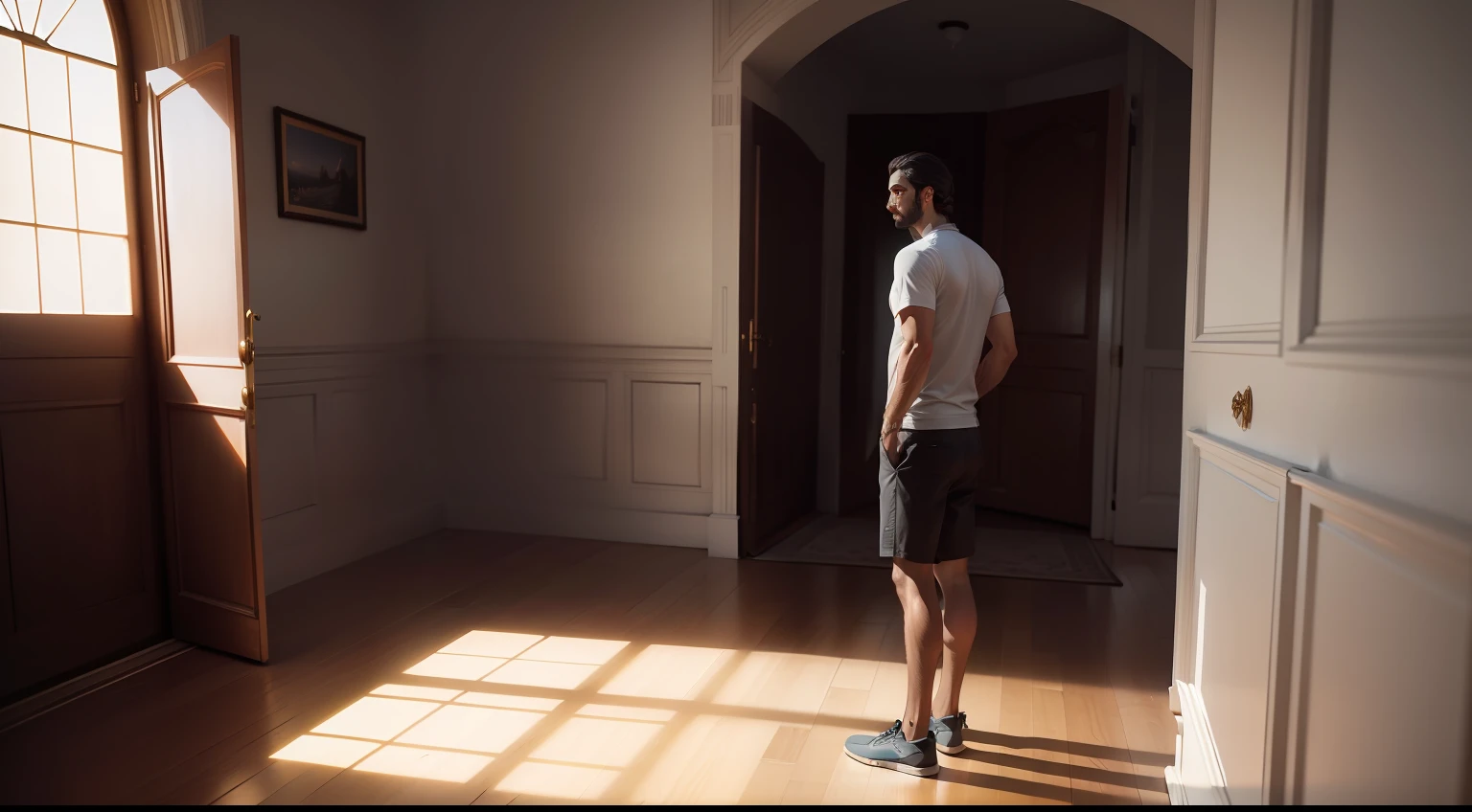 Mehdi dadras in the misterior house . photorealistic