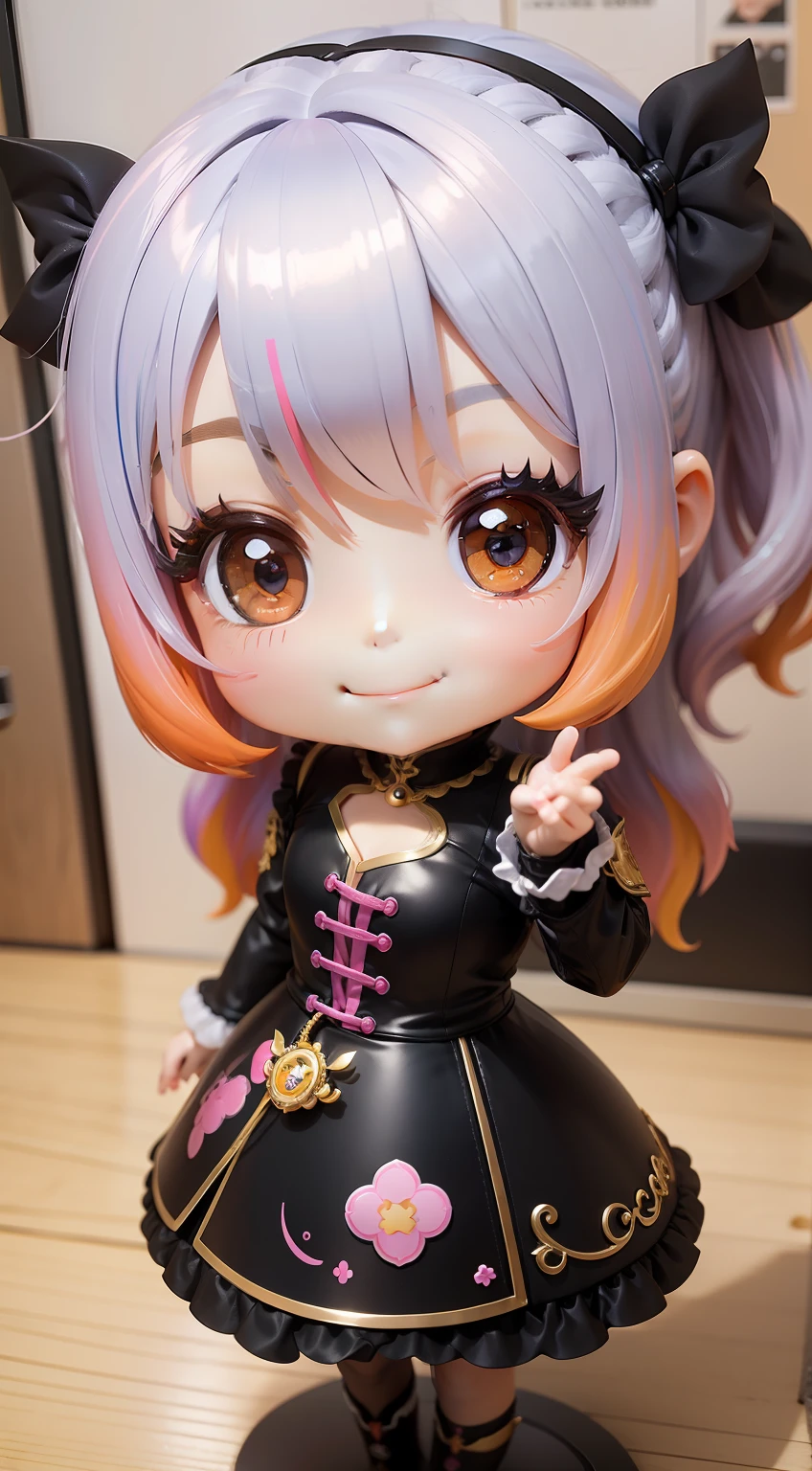 a beauty girl、Soio、super precision、accuracy、nendoroid、Chibi、Multicolored hair color、kawaii、Fantasia、poseing、A smile