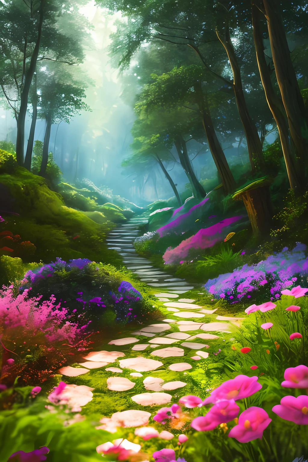 masterpiece, best quality, high quality,extremely detailed CG unity 8k wallpaper, An enchanting and dreamy scene of a fantasy forest, with towering trees, glowing mushrooms, and hidden fairy glens, creating a sense of mystique and enchantment, artstation, digital illustration, intricate, trending, pastel colors, oil paiting, award winning photography, Bokeh, Depth of Field, HDR, bloom, Chromatic Aberration ,Photorealistic,extremely detailed, trending on artstation, trending on CGsociety, Intricate, High Detail, dramatic, art by midjourney