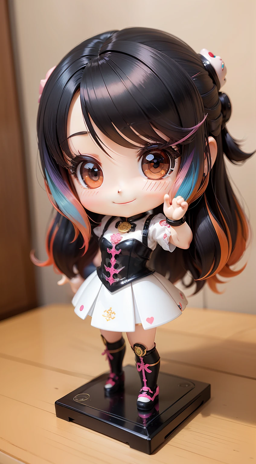 a beauty girl、Soio、super precision、accuracy、nendoroid、Chibi、Multicolored hair color、kawaii、Fantasia、poseing、A smile