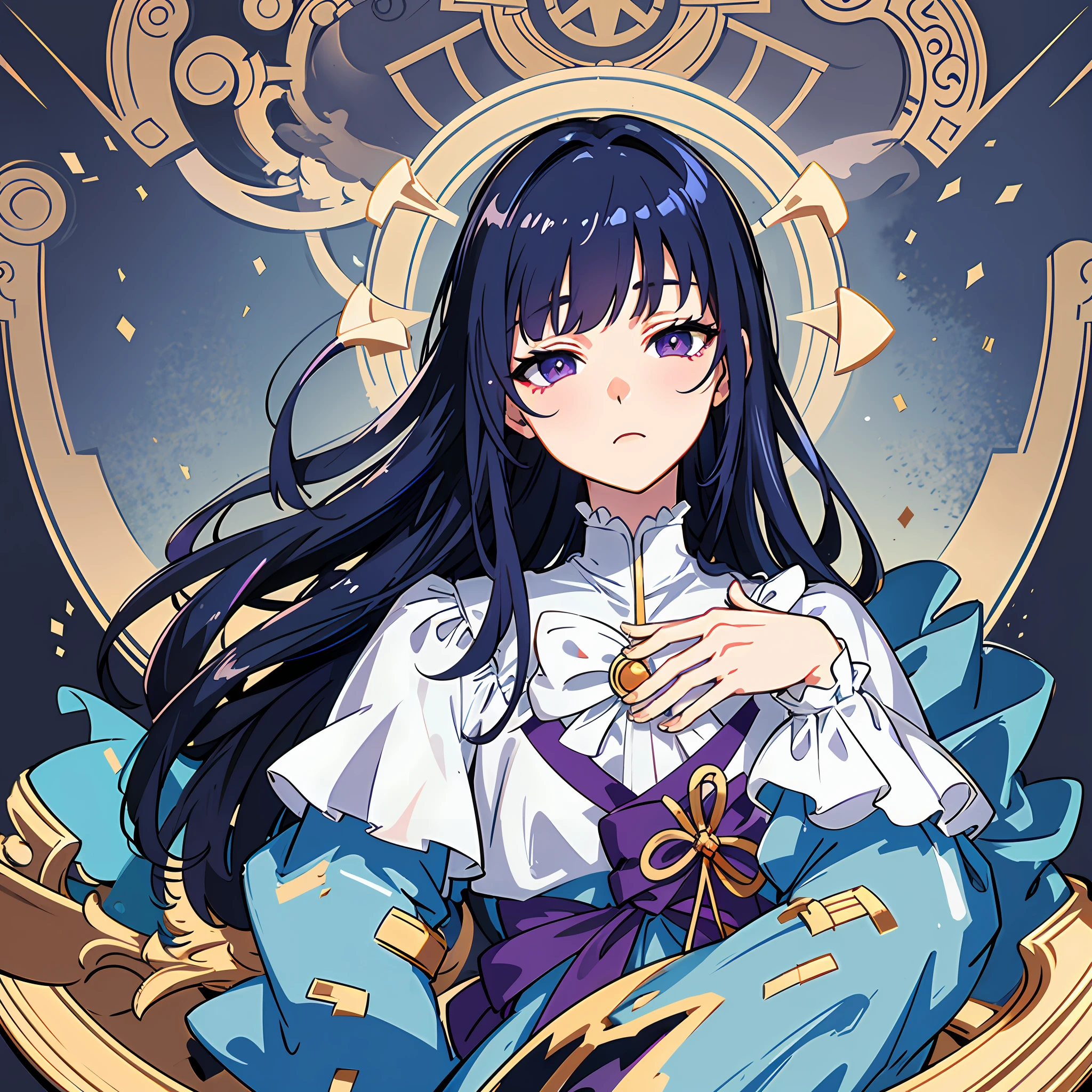 (best quality:1.1), (masterpiece:1.2), high quality shadow, beautiful detailed, (high detailed skin, skin details),(wide_landscape,8k), beautiful face, detailed eyes, depth of field, dramatic light, best quality, highres, best shadow, best illumination, 1 guy, dark blue hair, sleepy eyes, purple eyes