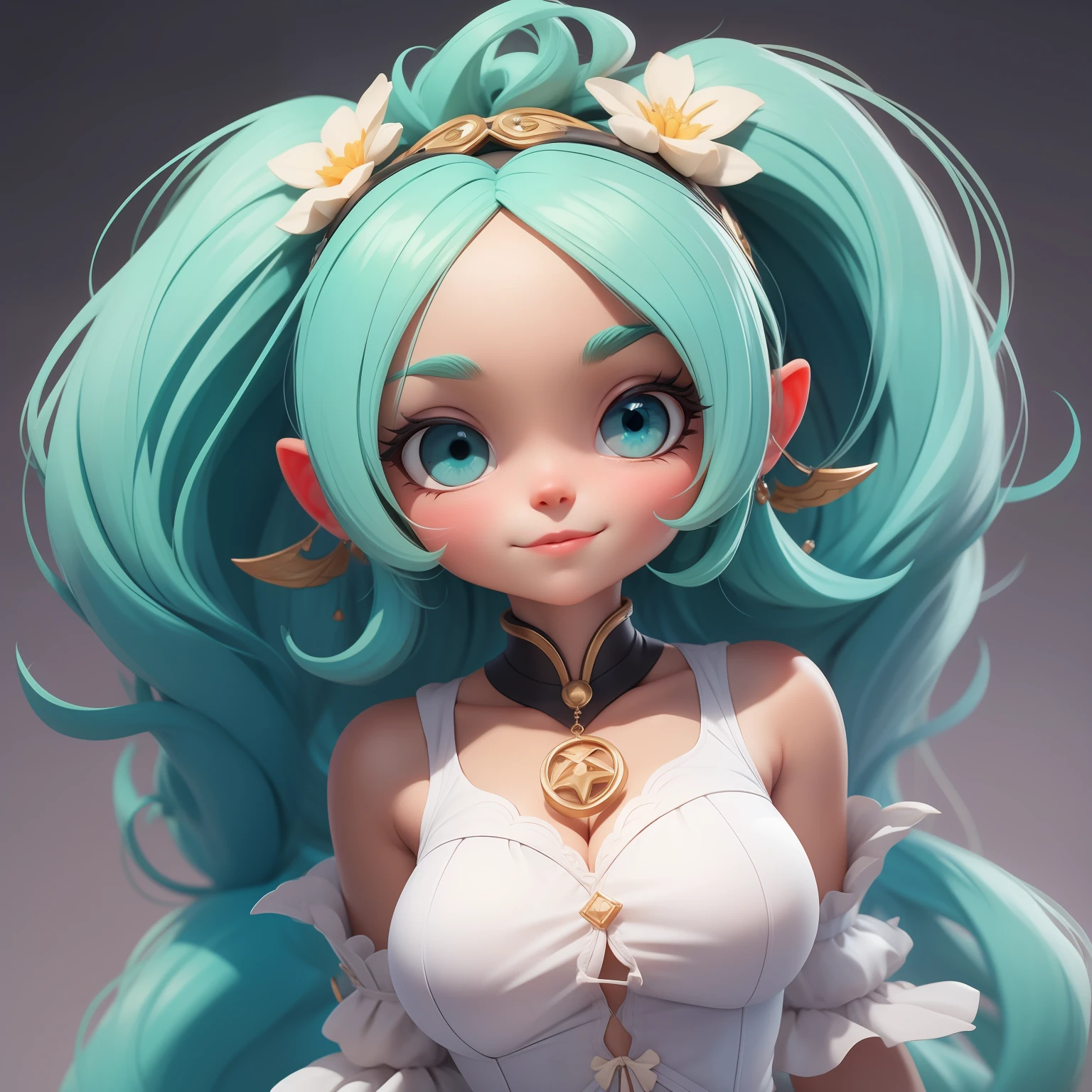 uma garota fofa super bonito, corpo inteiro, Beautiful and stuck hair accessories, Coloridos, olhos delicados, sorrindo, roupas leves e detalhadas, clean background and bright 3D rendering, OC rendering, 8k, Foco suave, fino Glossysuper detalhe --ar 3:6 50 --q 2 --niji 5 --estilo expressivo --s 2