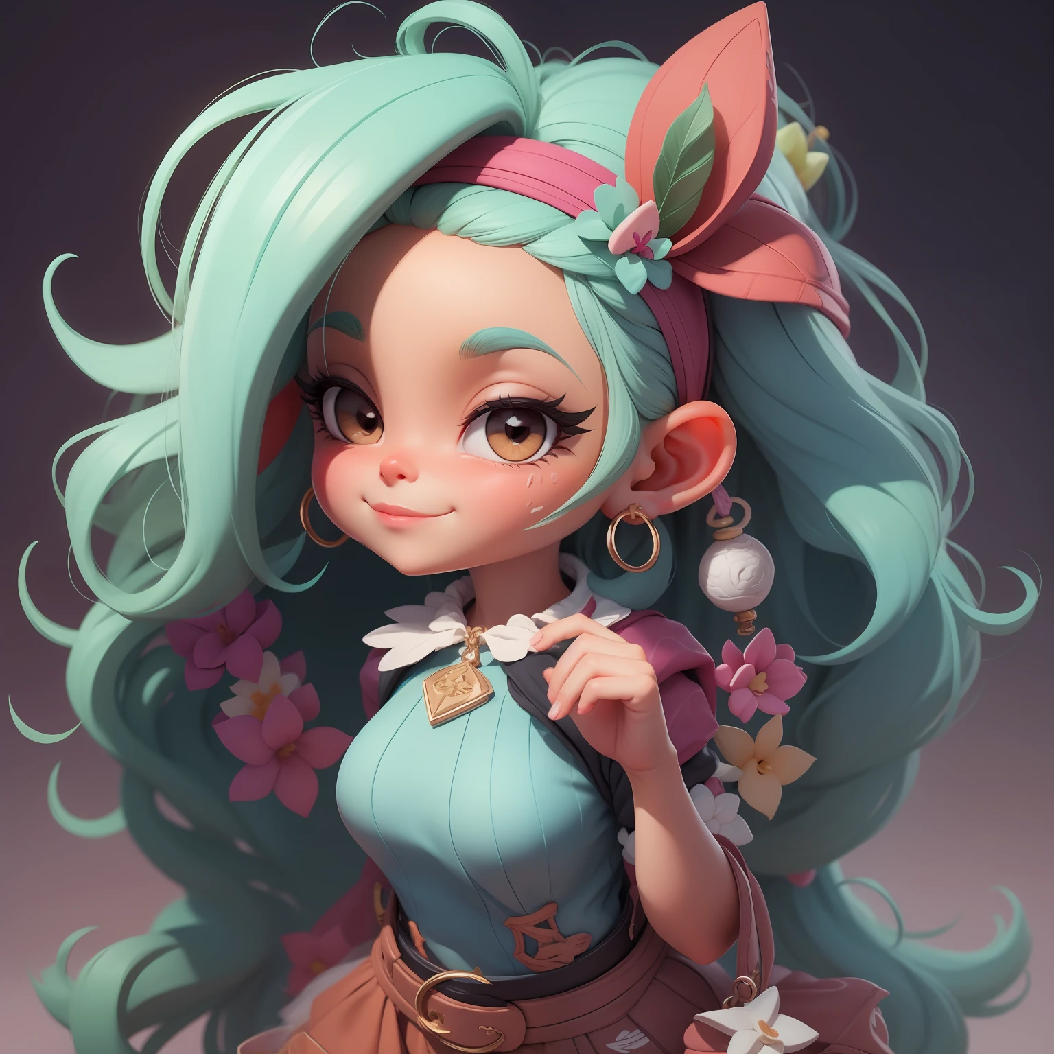 uma garota fofa super bonito, corpo inteiro, Hair Accessories, presos, Coloridos, dread's, olhos delicados, sorrindo, roupas leves e detalhadas, clean background and bright 3D rendering, OC rendering, 8k, Foco suave, fino Glossysuper detalhe --ar 3:6 50 --q 2 --niji 5 --estilo expressivo --s 2