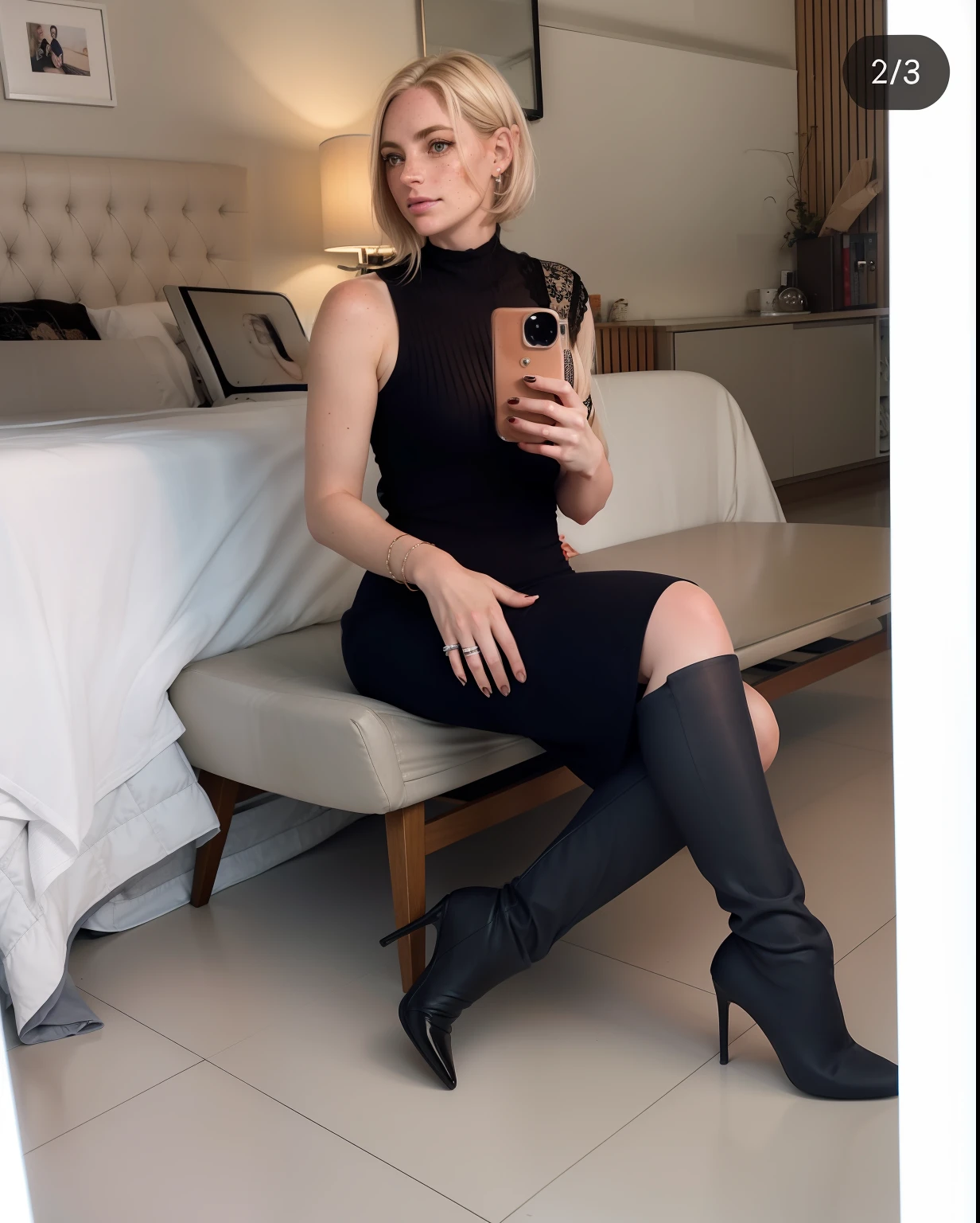 Rosto de uma mulher, americana, 30 anos, pale skin and freckles, olhos cinzas, nariz delicado, soft and delicate lips, cabelo blondie cinza longo e ondulado, ultrarrealista HD fotorrealista altamente renderizado sorriso perfeito
