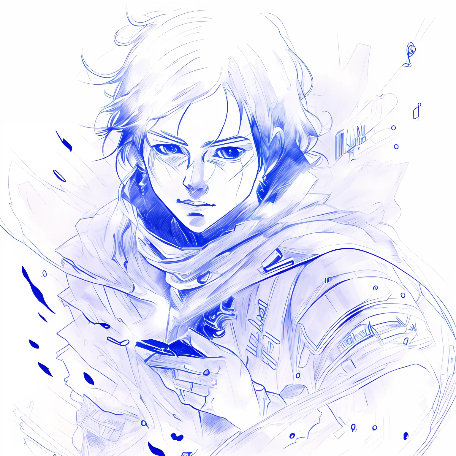 an anime line drawing of linus_sebastian,