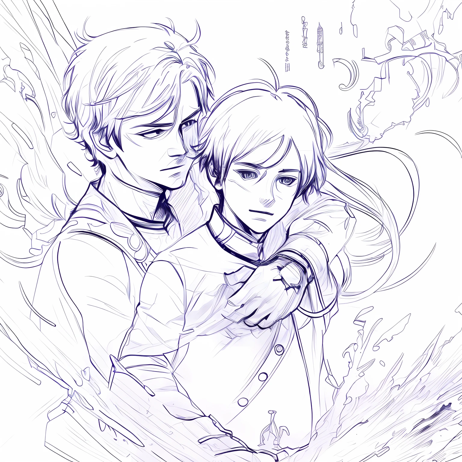 an anime line drawing of linus_sebastian,