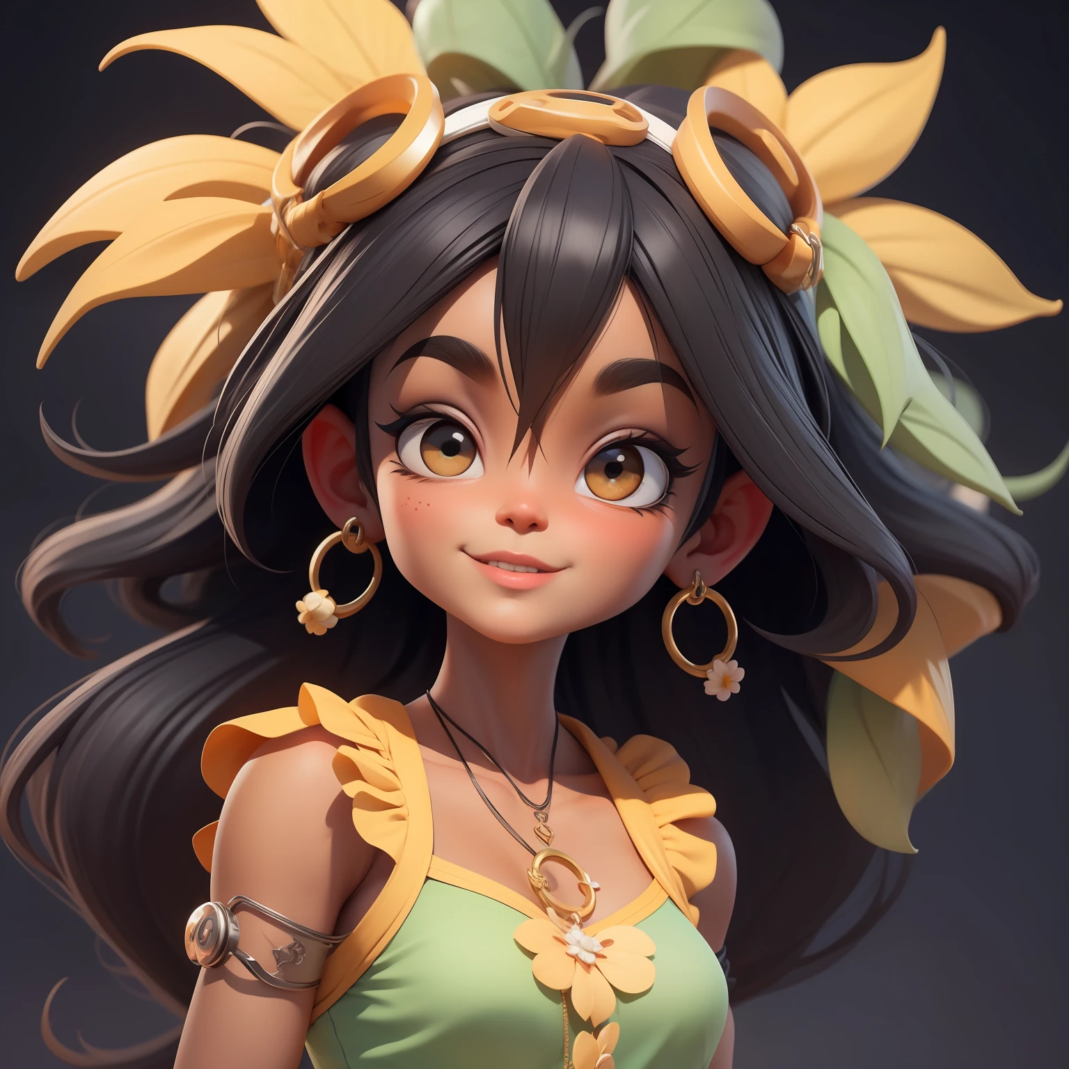 uma garota negra fofa super bonito, corpo inteiro, Hair Accessories, presos, Coloridos, dread's, olhos delicados, sorrindo, roupas leves e detalhadas, clean background and bright 3D rendering, OC rendering, 8k, Foco suave, fino Glossysuper detalhe --ar 3:6 50 --q 2 --niji 5 --estilo expressivo --s 2