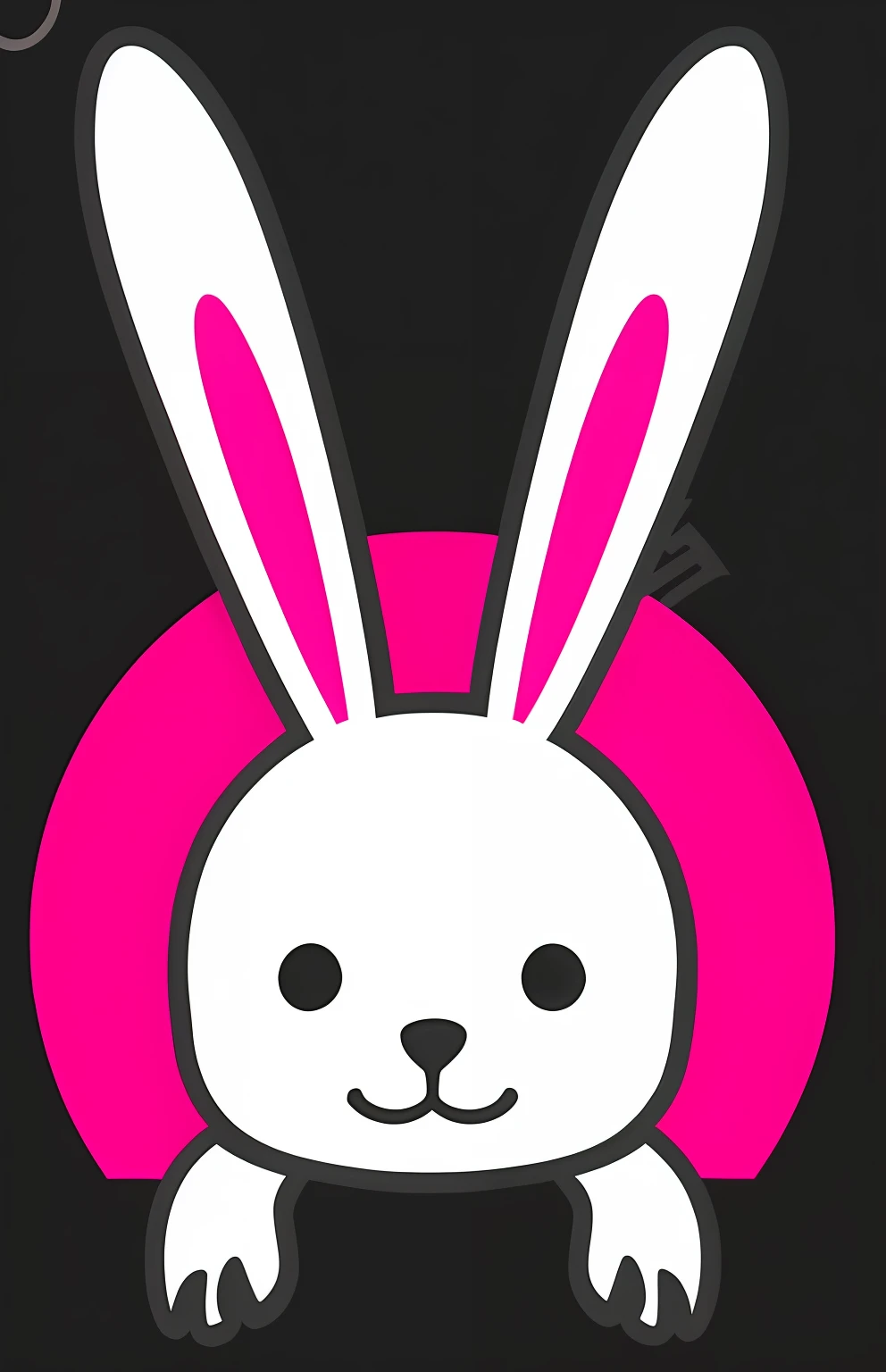 Close-up of a white rabbit with pink ears and pink circles, the bunny has pink fur, a playboy bunny, Rabbit_Bunny, bunnypunk, Bunny, the bunny has pink fur, electrixbunny, rabbit face only, trending on dribbble.com mascot, bunny head, Rabbit, with bunny rabbit ears, with bunny ears, half bunny