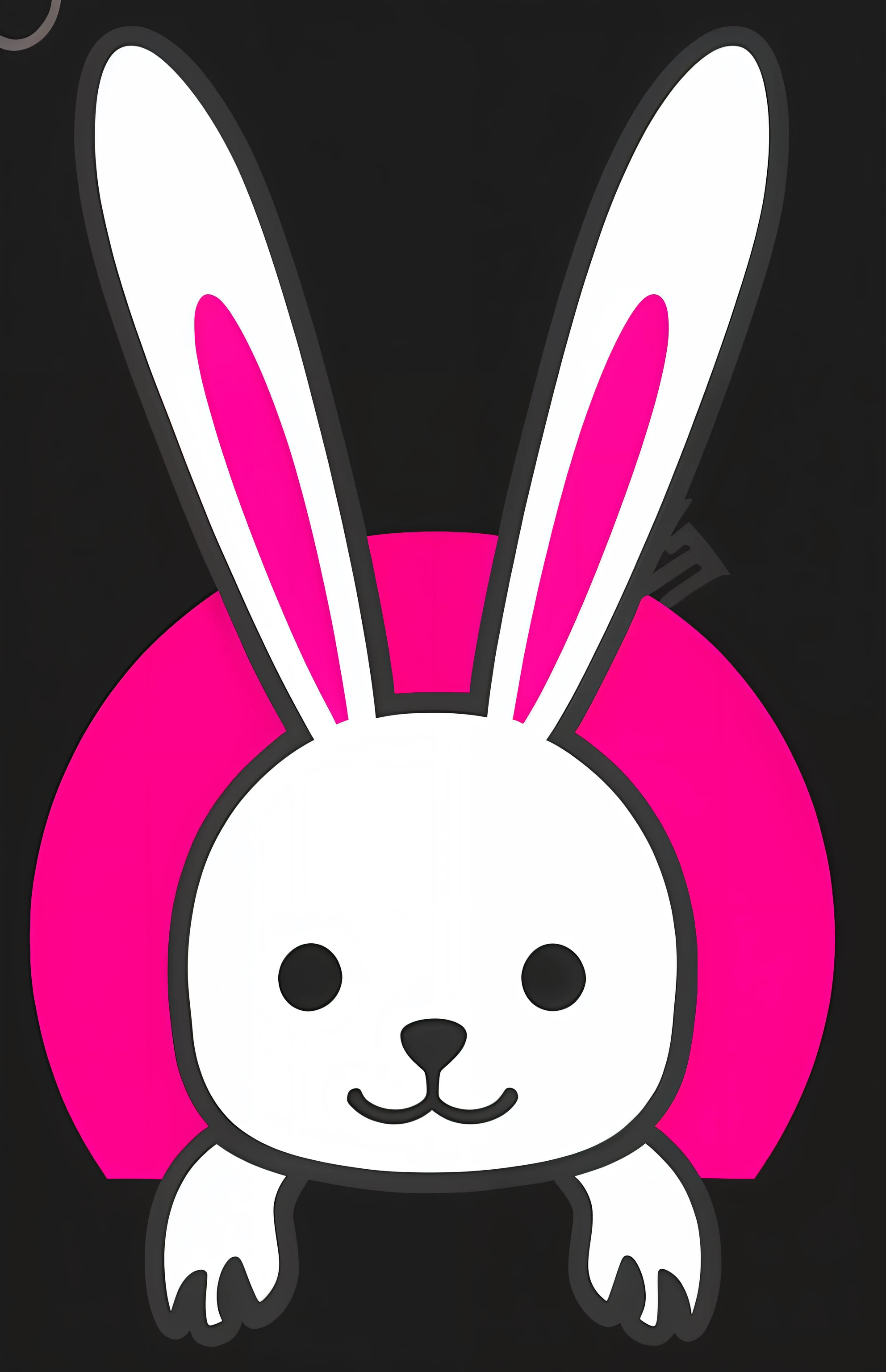 Close-up of a white rabbit with pink ears and pink circles, the bunny has pink fur, a playboy bunny, Rabbit_Bunny, bunnypunk, Bunny, the bunny has pink fur, electrixbunny, rabbit face only, trending on dribbble.com mascot, bunny head, Rabbit, with bunny rabbit ears, with bunny ears, half bunny