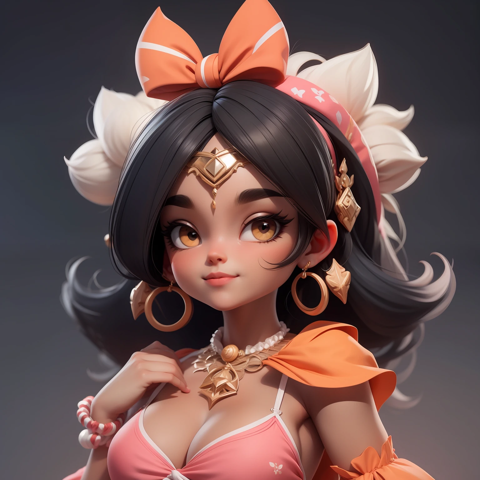 uma garota negra fofa super bonito, corpo inteiro, Beautiful and stuck hair accessories, Coloridos, olhos delicados, sorrindo, roupas leves e detalhadas, clean background and bright 3D rendering, OC rendering, 8k, Foco suave, fino Glossysuper detalhe --ar 3:6 50 --q 2 --niji 5 --estilo expressivo --s 2