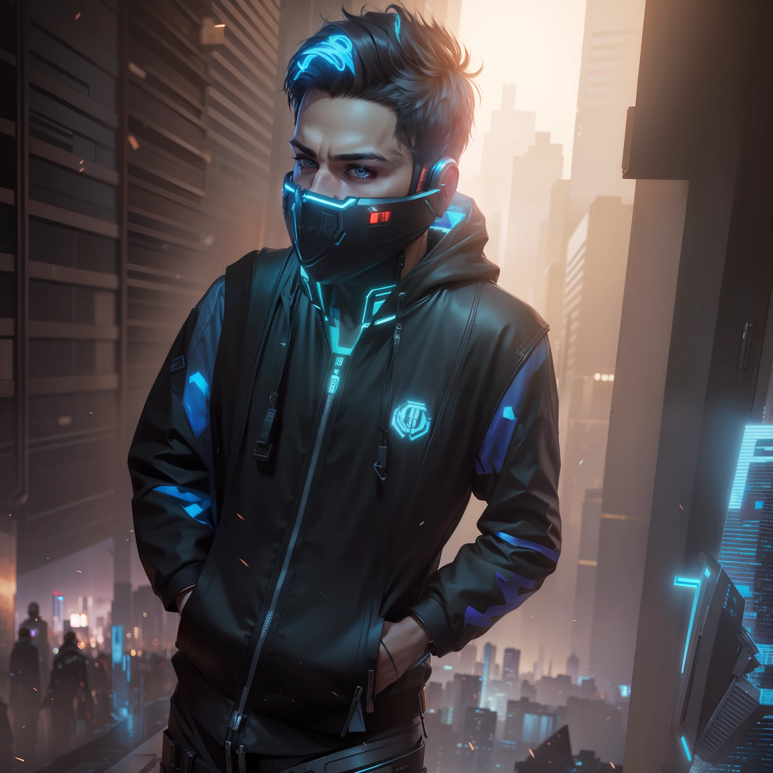 Change background cyberpunk handsome
boy, realistic face, 8k, ultra realistic)