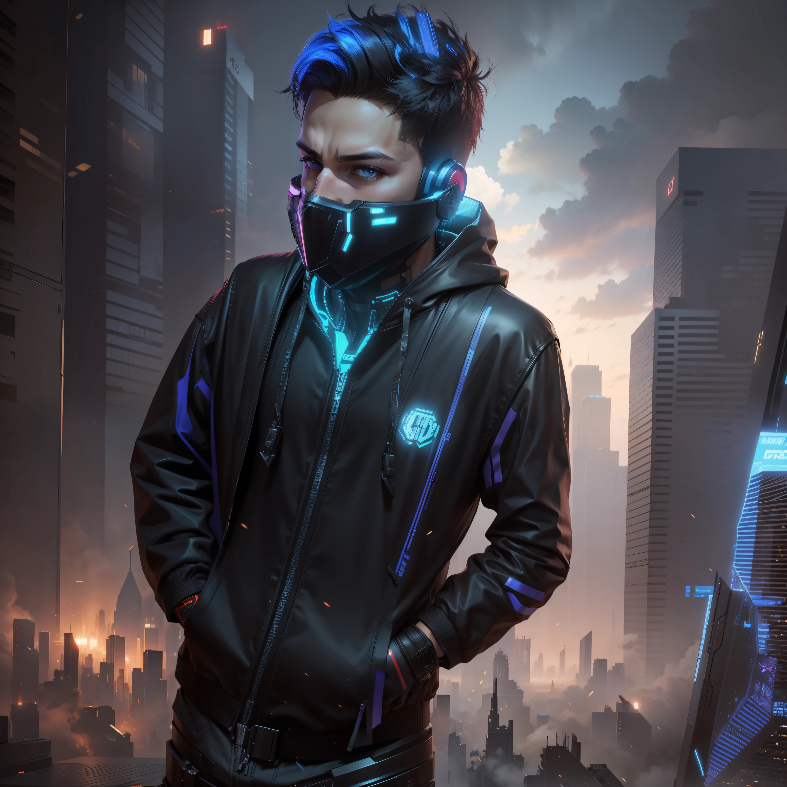 Change background cyberpunk handsome
boy, realistic face, 8k, ultra realistic)