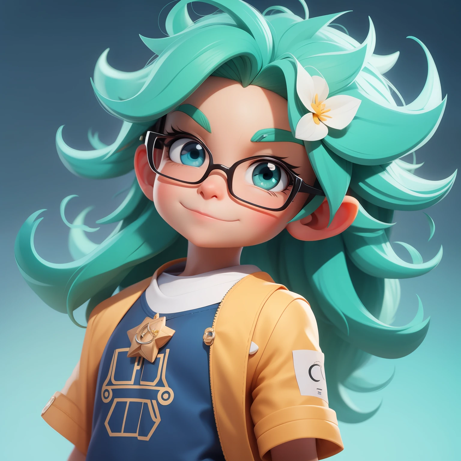 um garoto menino solo fofo super bonito, nerd, Eyeglasses, corpo inteiro, Hair Accessories, touca, boina, Coloridos, olhos delicados, sorrindo, roupas leves e detalhadas, clean background and bright 3D rendering, OC rendering, 8k, Foco suave, fino Glossysuper detalhe --ar 3:6 50 --q 2 --niji 5 --estilo expressivo --s 2