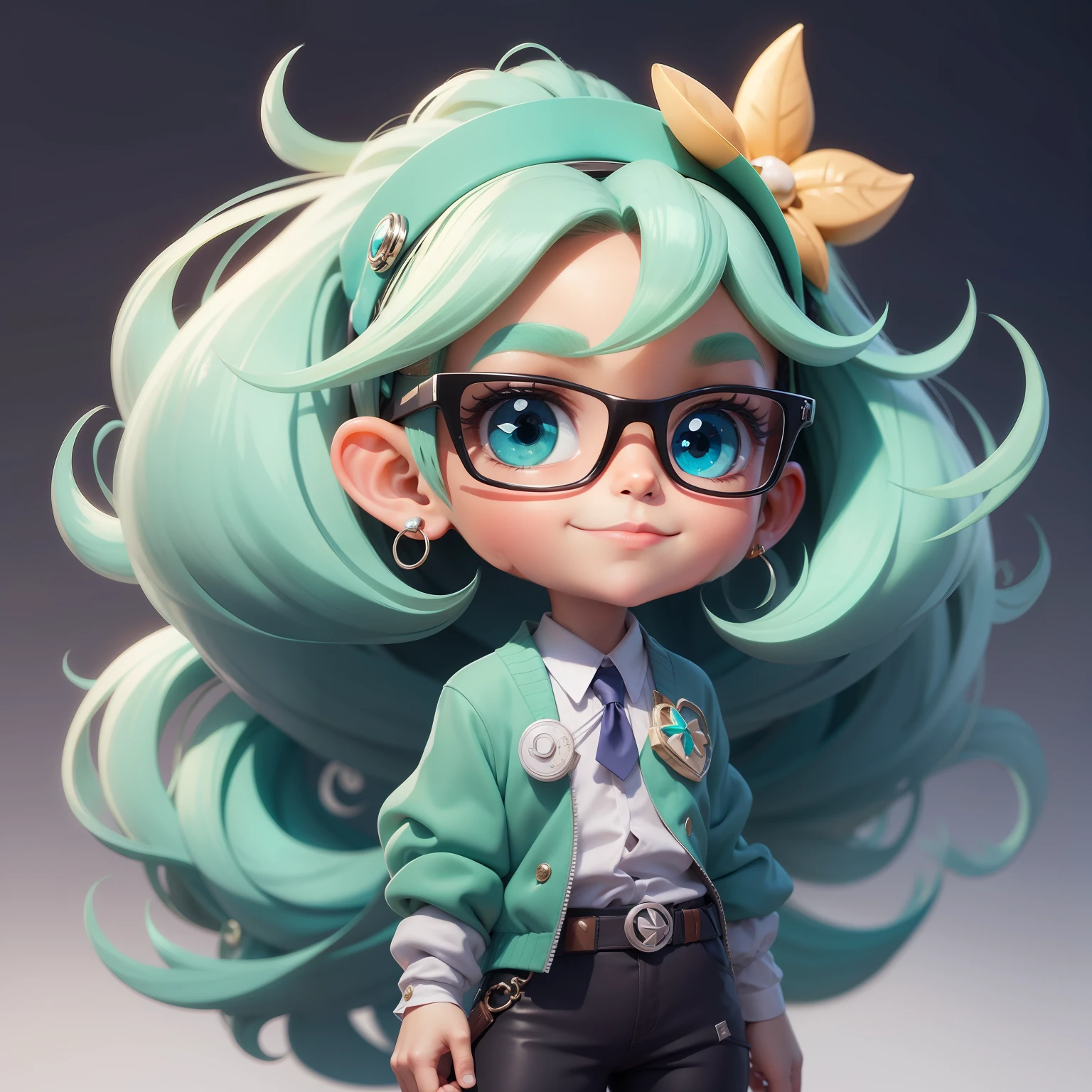 um garoto menino solo fofo super bonito, Magic, nerd, Eyeglasses, corpo inteiro, Hair accessories, touca, boina, Coloridos, olhos delicados, sorrindo, roupas leves e detalhadas, clean background and bright 3D rendering, OC rendering, 8k, Foco suave, fino Glossysuper detalhe --ar 3:6 50 --q 2 --niji 5 --estilo expressivo --s 2