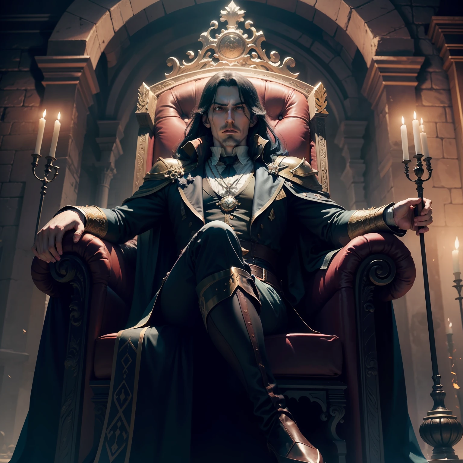 Castlevania Lord of the shadows sitting in his throne