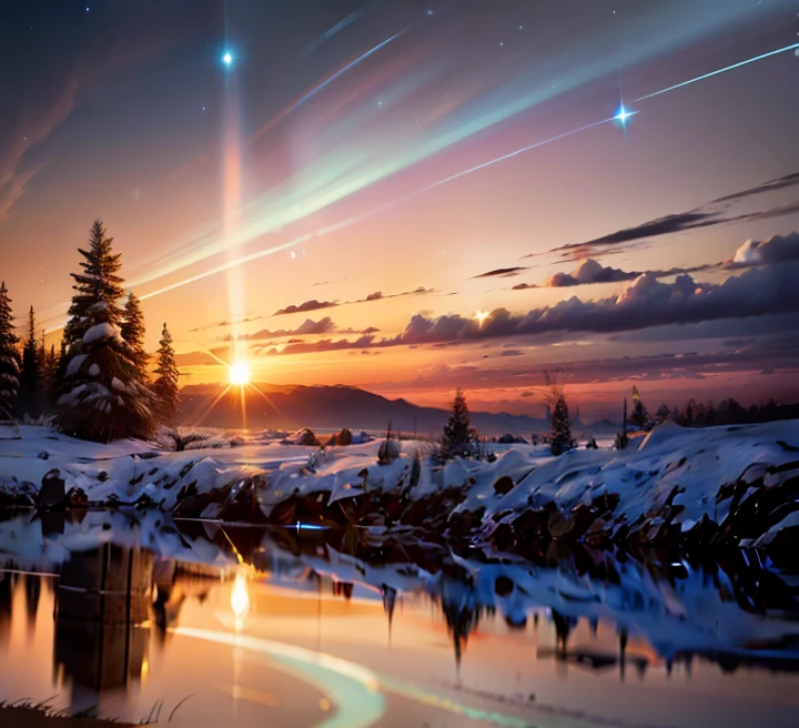 Sunset，stars，glowworm，glowing，High definition