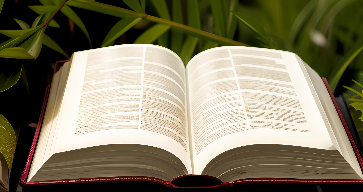 biblia aberta iluminada em um jardim, dia com chuva forte, Rain on the Bible, qualidade 8k