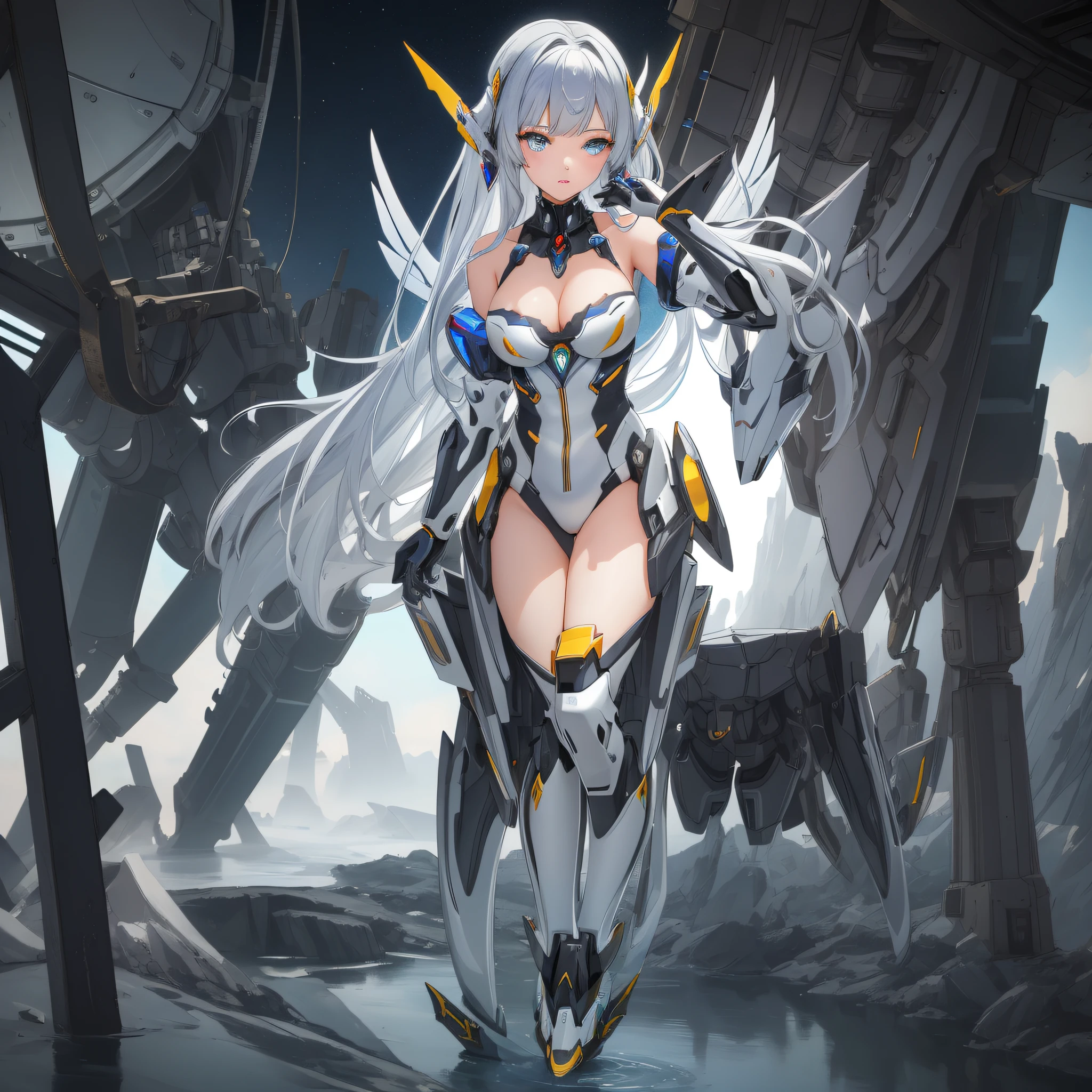 (masterpiece), best quality,{full body},((1 girl)),((beauty detailed eye)),{mecha,huge_filesize},(bare shoulders),science fiction,highly detailed,illustration,extremely detailed CG unity wallpaper,submerge,cinematic lighting,dramatic angle,{{beautiful face}},posing,caustics,fine water surface,,Mechanical wing,Metal wings,Mecha wing,{mecha clothes},robot girl,beautiful detailed face,