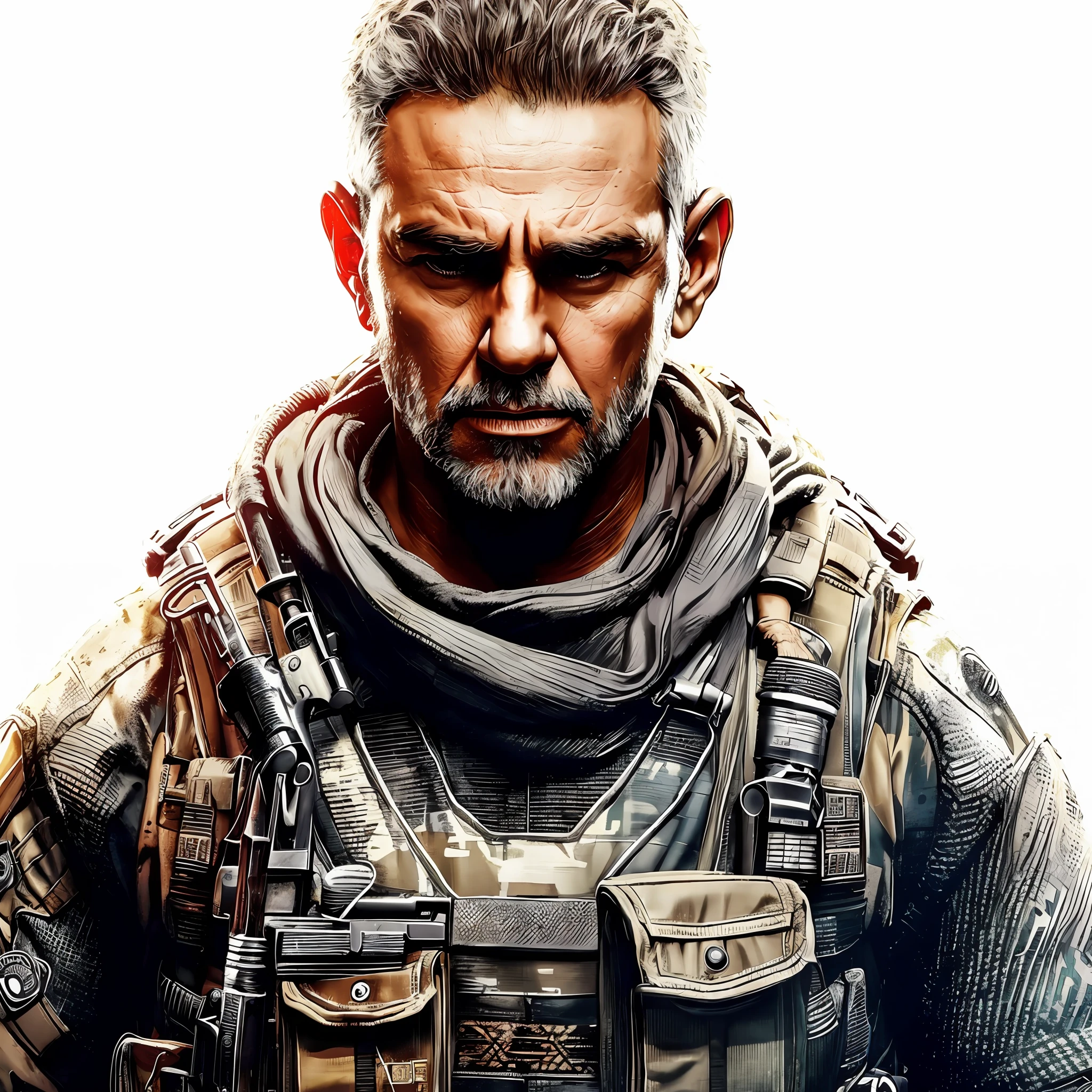 Foto RAW, 8k, obra-prima, melhor qualidade, Um closeup de um homem em olhar fixo, retrato, soldado CSGO como Hokage, CSGO, valve, arte magistral, Inspirador, Spielberg, awesome art, incredible, Steven Spielberg, Arte inspiradora, unreleased, bio-inspirado, Cinebiografia, Imagem absolutamente excepcional, extremamente criativo