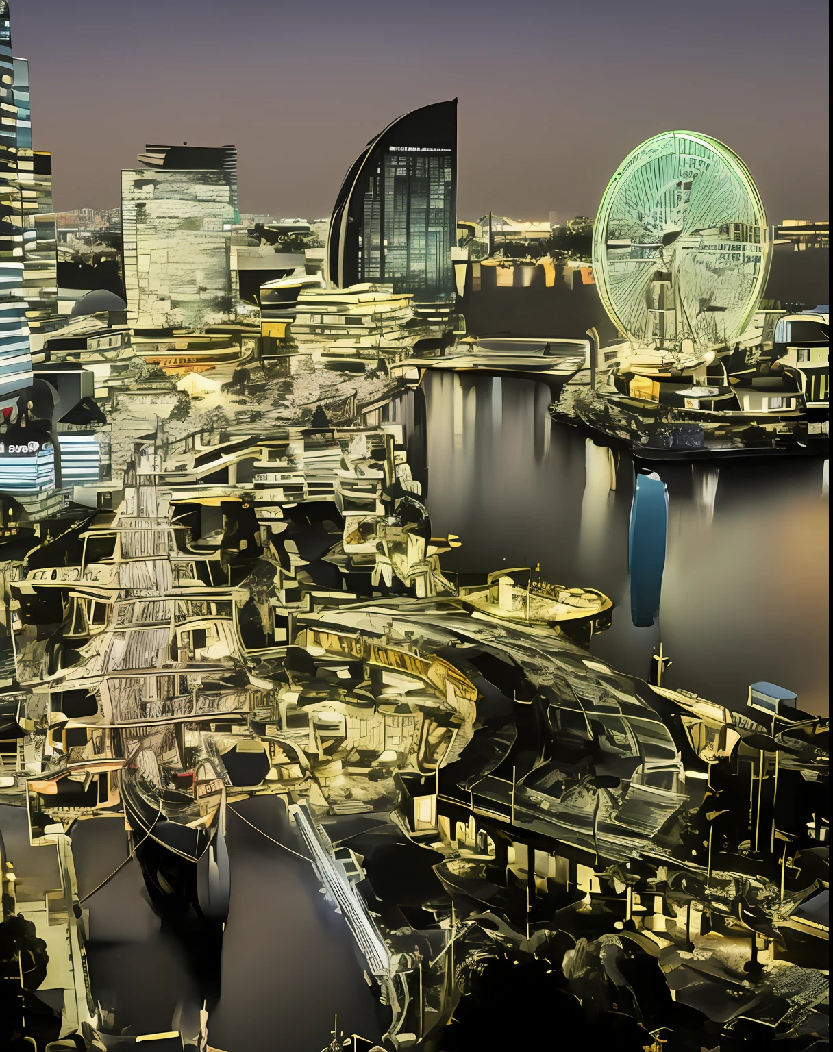 arafed view of a city at night with a ferris wheel in the foreground, beautiful city of the future, japanese city at night, japan at night, beautiful city, japanese city, hyper detailed photo, photo taken in 2 0 2 0, tokyo futuristic and clean, tokyo japan, tokyo at night, in tokyo at night, tokyo city in the background