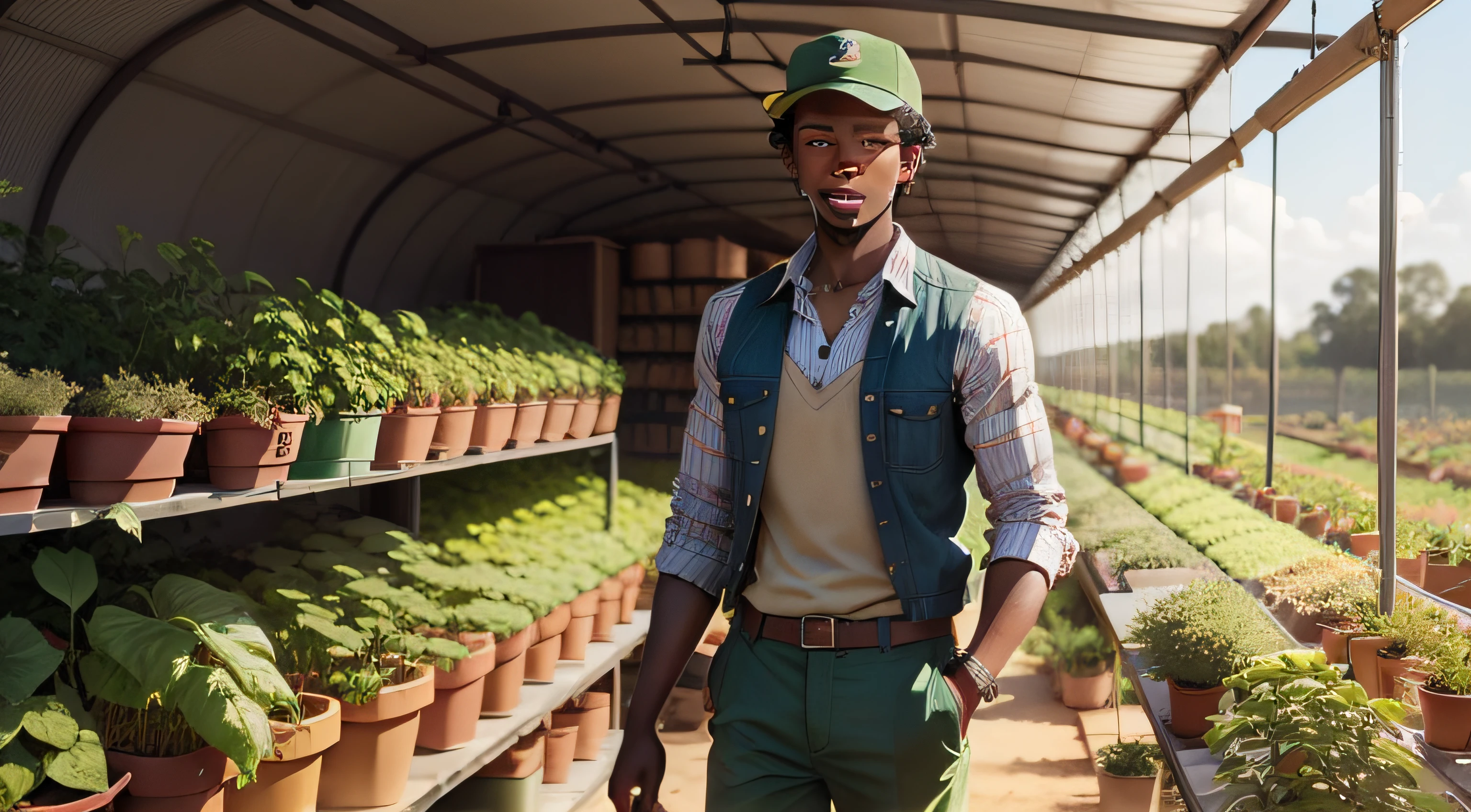 Young African male farmer at plant nursery