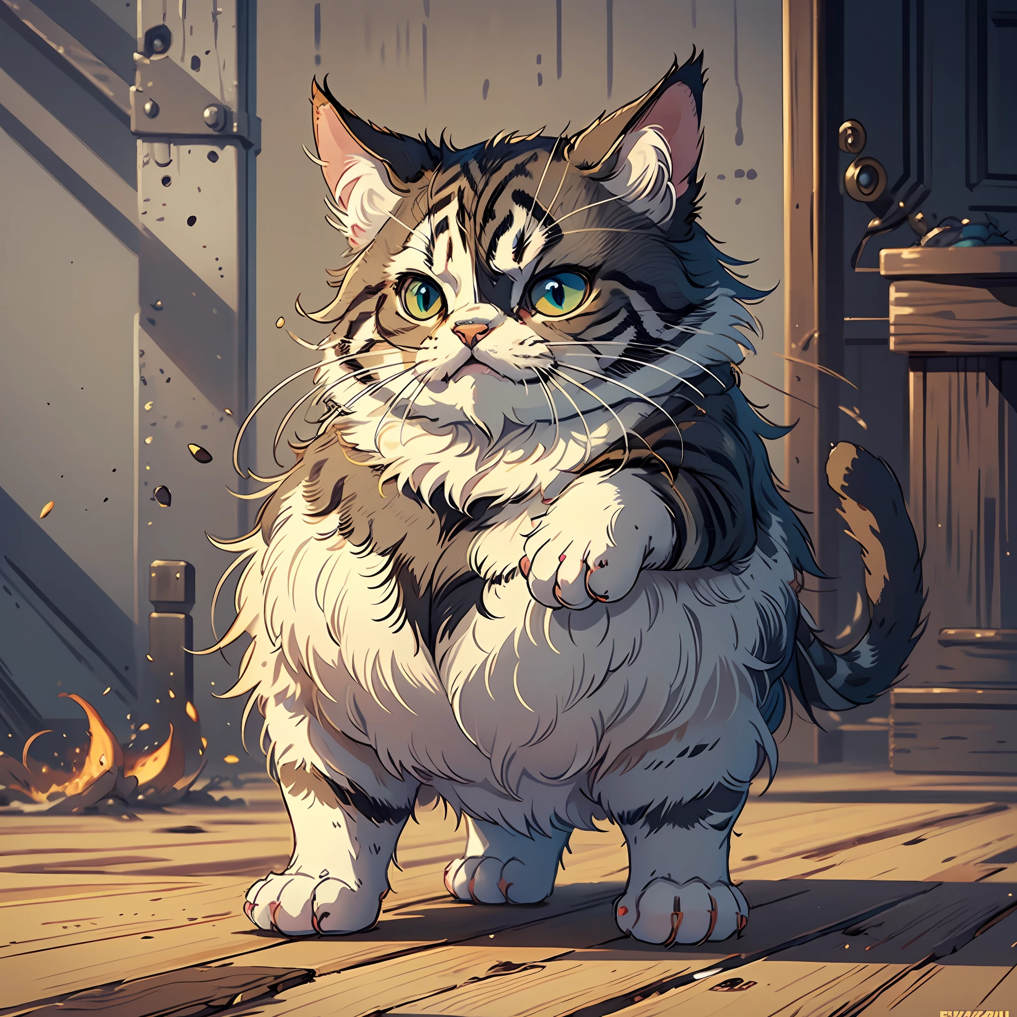 Create a cat so fat and fluffy you can't even see his face right, hilarious and funny form, masterpiece