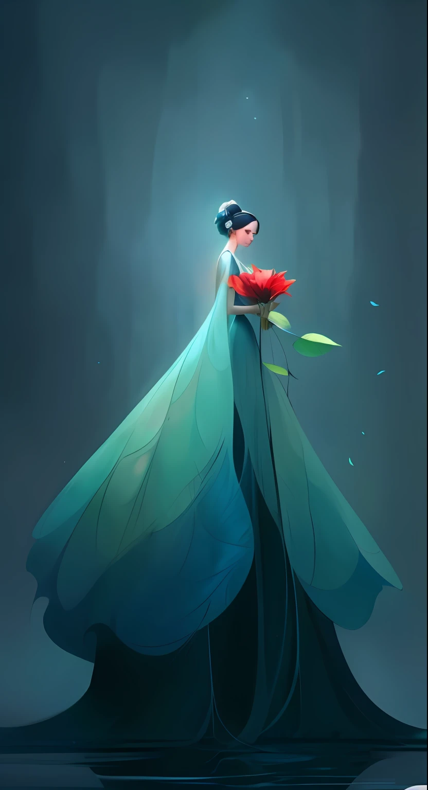 A woman in a long dress stands on a large leaf, Exquisite digital illustration, A beautiful artwork illustration, Beautiful digital illustration, inspired by Igor Kieryluk, Beautiful digital artwork, stunning digital illustration, beautiful digital art, Very Beautiful Digital Art, by Raymond Han, digital art of an elegant, beautiful gorgeous digital art, elegant digital painting, beautiful full-body concept art
