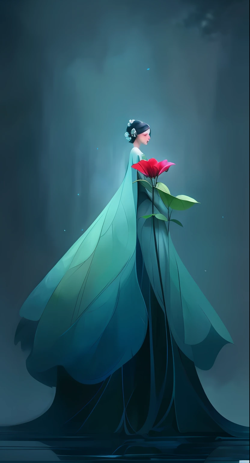 A woman in a long dress stands on a large leaf, Exquisite digital illustration, A beautiful artwork illustration, Beautiful digital illustration, inspired by Igor Kieryluk, Beautiful digital artwork, stunning digital illustration, beautiful digital art, Very Beautiful Digital Art, by Raymond Han, digital art of an elegant, beautiful gorgeous digital art, elegant digital painting, beautiful full-body concept art