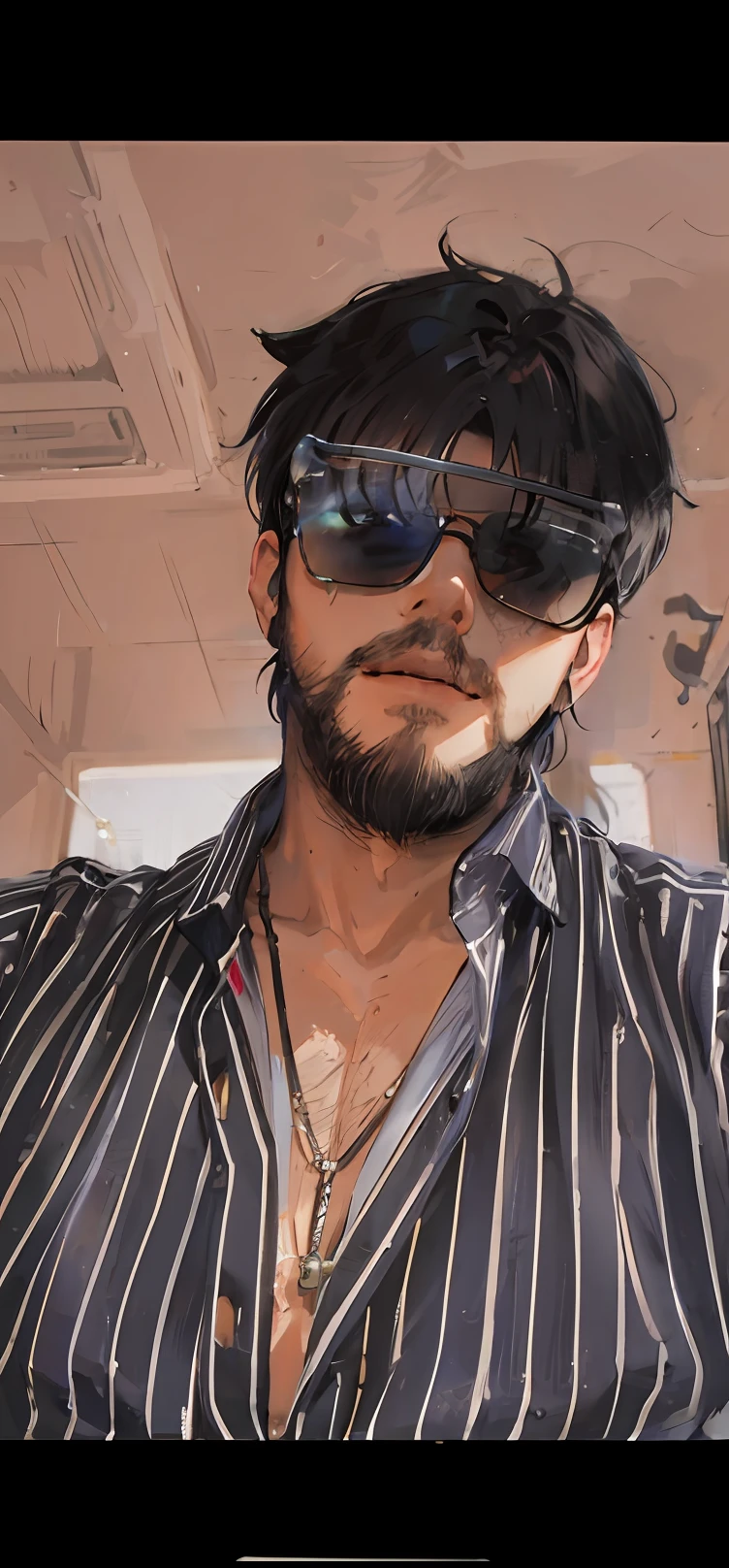 1boy, apple, bag, bangs, berry, black hair, black shirt, blue eyes, hair between eyes, jewelry, leaf, looking at viewer, male focus, necklace, pants, shirt, solo, watch, white pants, wristwatch, messy hair, trending on artstation, 8k resolution, highly detailed, anatomically correct, sharp image, digital painting, concept art, trending on pixiv, style of makoto shinkai,