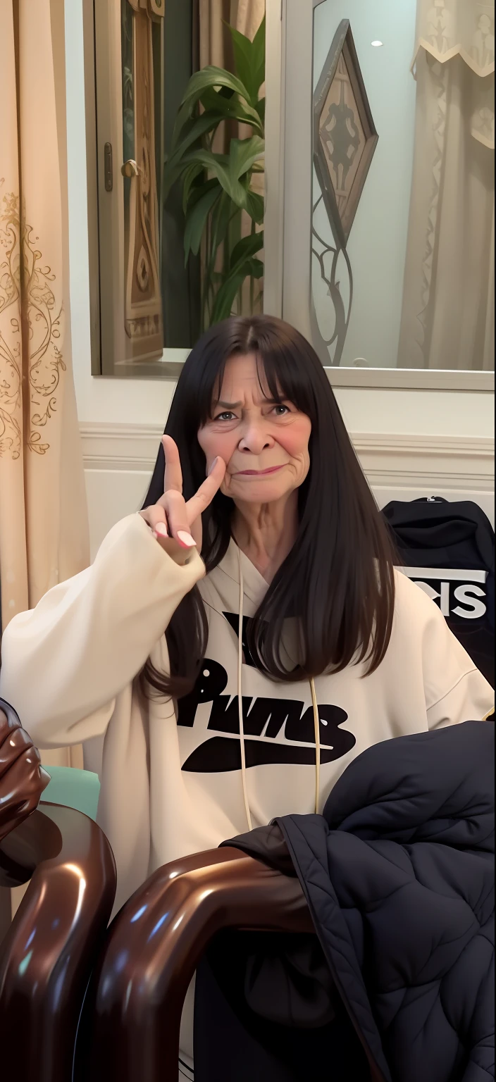 There is an old aunt, She has buckteeth, The expression is lewd, Boogers in hand,Ugly,unsightly,The expression is lewd