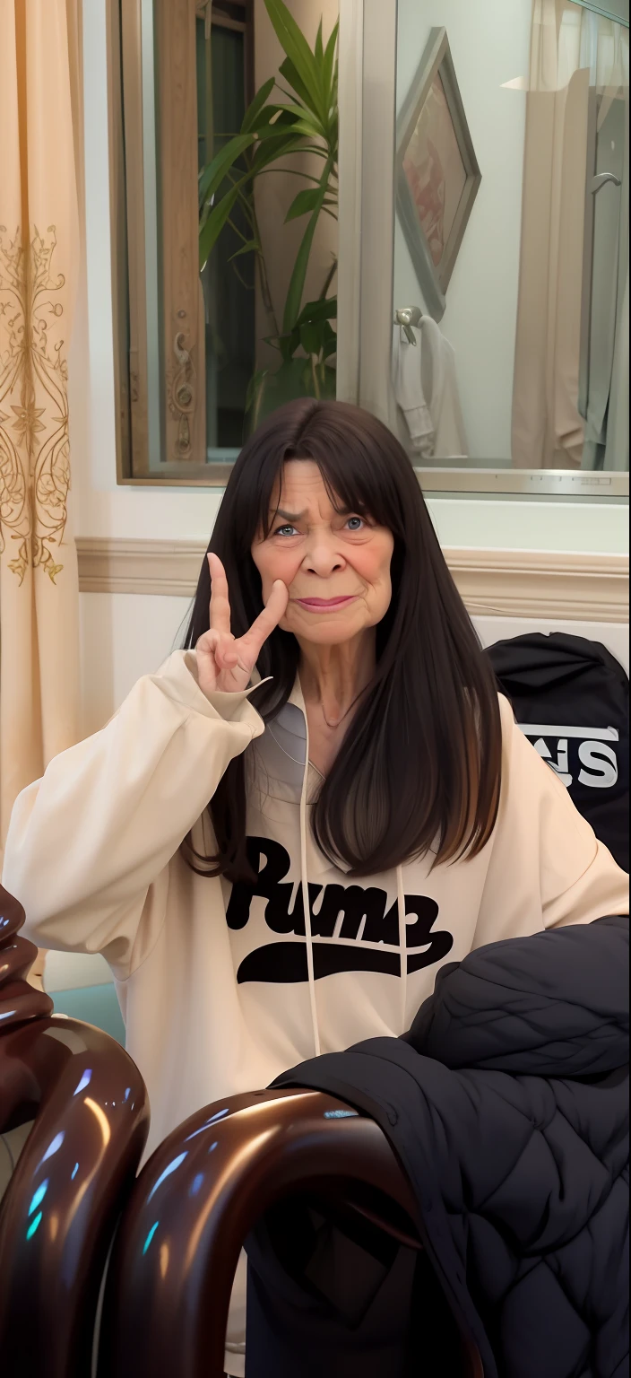 There is an old aunt, She has buckteeth, The expression is lewd, Boogers in hand,Ugly,unsightly,The expression is lewd