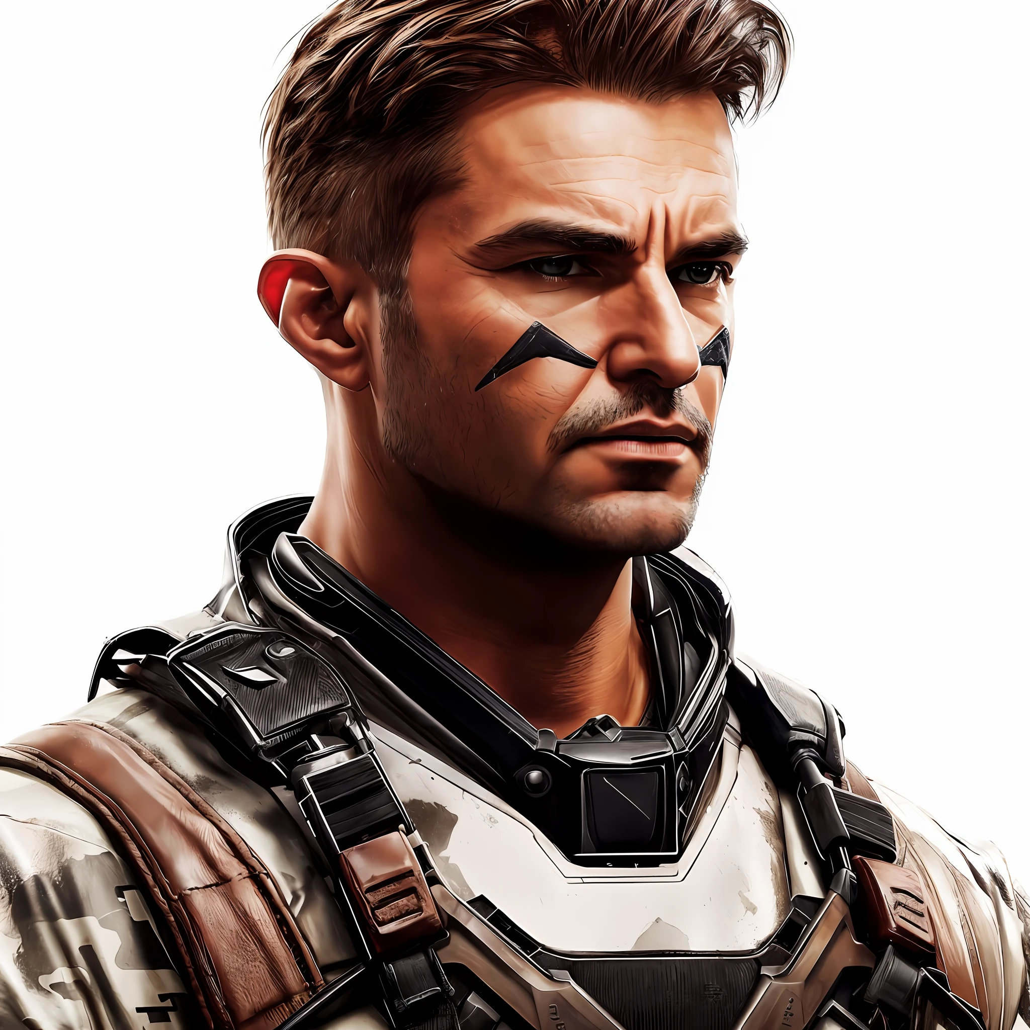 Foto RAW, 8k, obra-prima, melhor qualidade, Um closeup de um homem em olhar fixo, retrato, soldado CSGO como Hokage, CSGO, valve, arte magistral, Inspirador, Spielberg, awesome art, incredible, Steven Spielberg, Arte inspiradora, unreleased, bio-inspirado, Cinebiografia, Imagem absolutamente excepcional, extremamente criativo