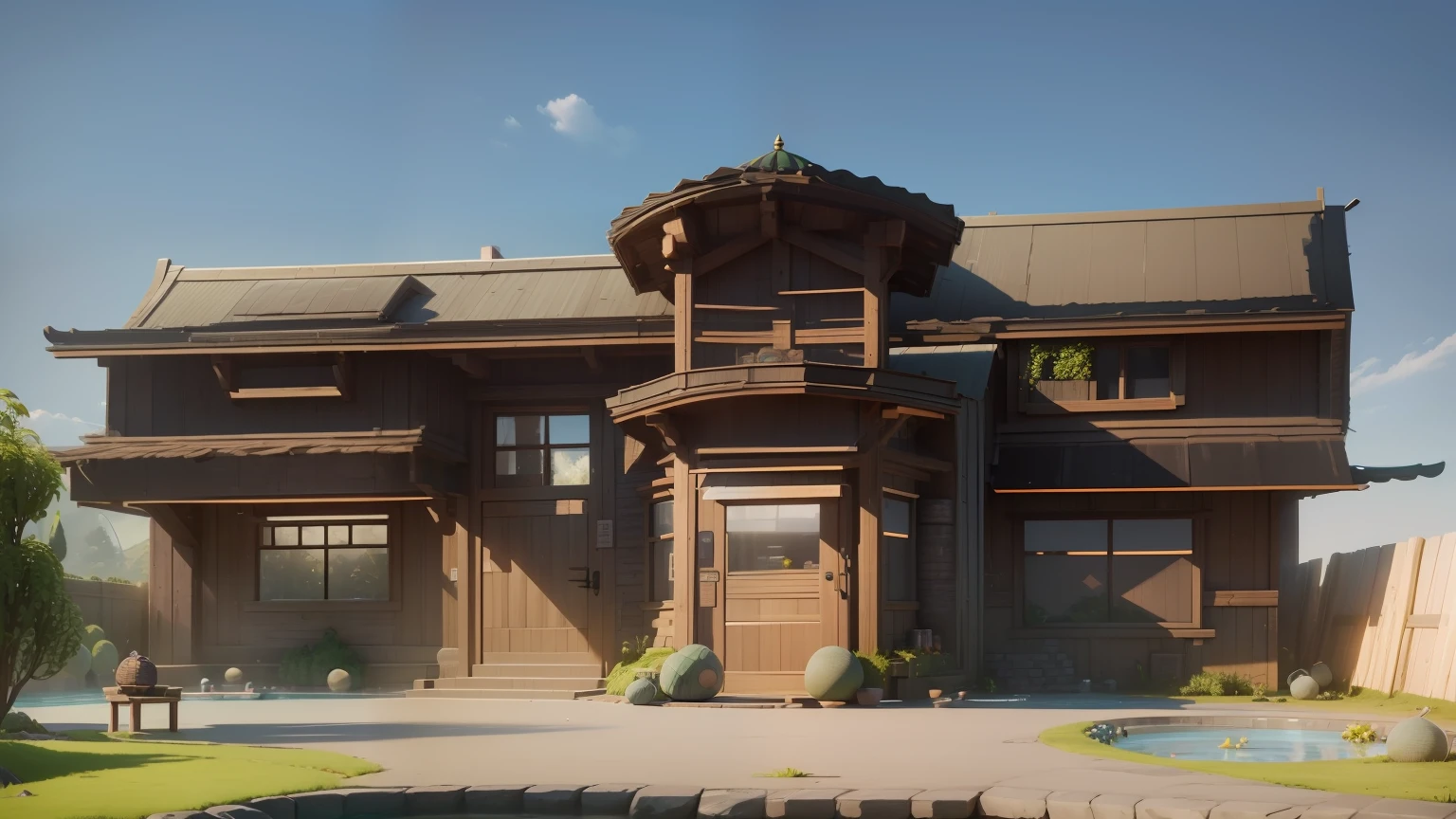 (isometric 3D),(masterpiece), (extremely detailed CG unity 8k wallpaper), (best quality), (best illustration), (best shadow),
a cute ,A round turnip hut covered with moss
,octane render,ray tracing,ultra detailed, swimming pool