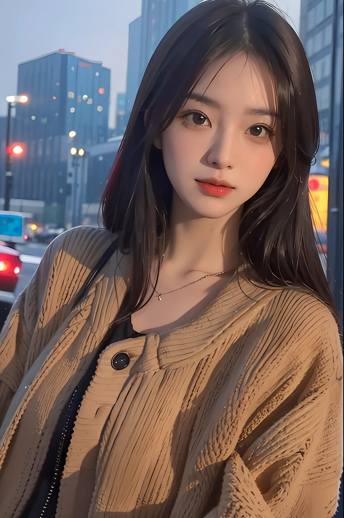 1girl, Tokyo street,night, cityscape,city lights, upper body,close-up, 8k, RAW photo, best quality, masterpiece,realistic, photo-realistic,